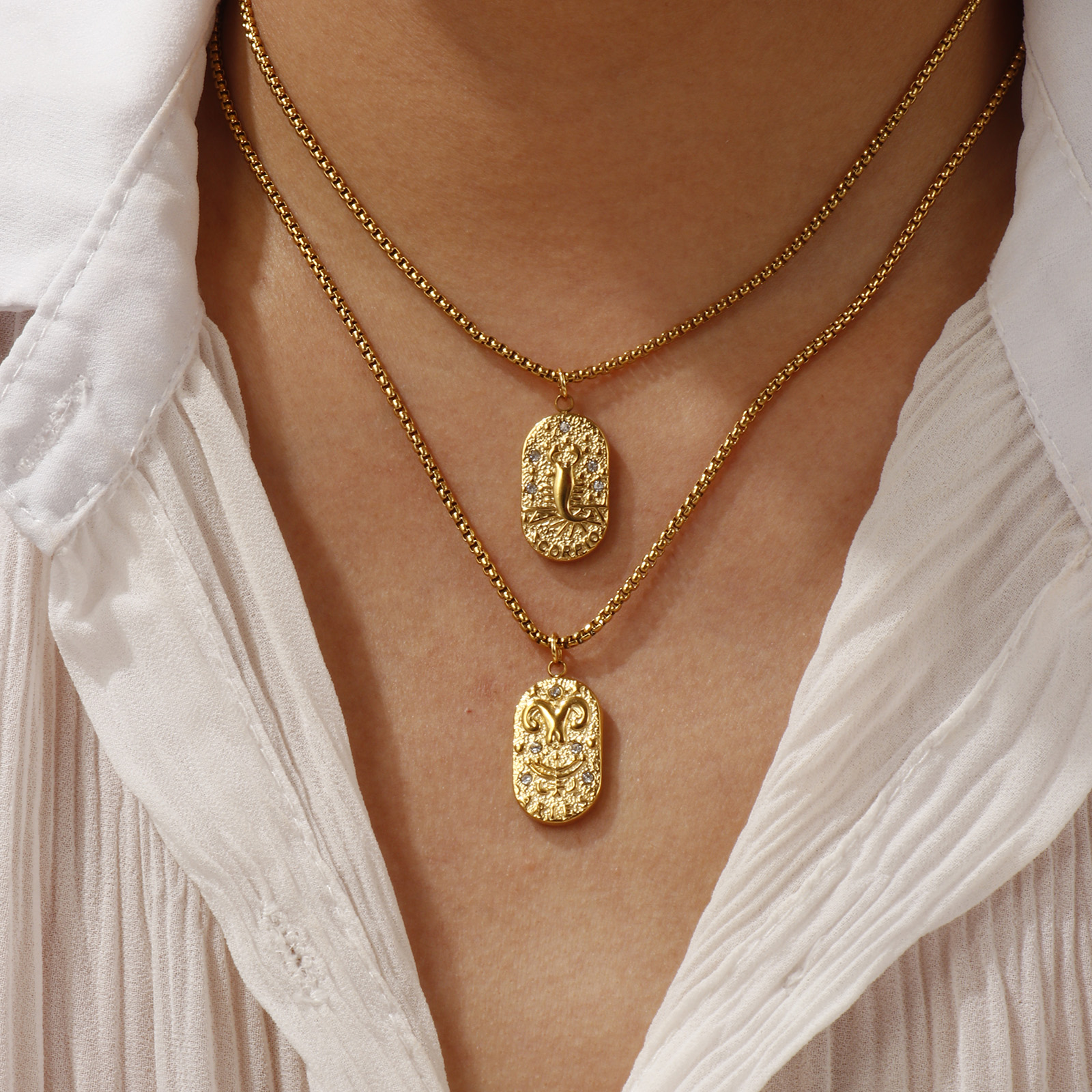 Bild von 18K Real Gold Plated Box Chain Oval Pendant Charm Necklace, 304 Stainless Steel 45cm(17.7") + 5cm(2"), Unisex, Clear Cubic Zirconia Exquisite Gift, Eco-friendly PVD Vacuum Plating, 1 Piece