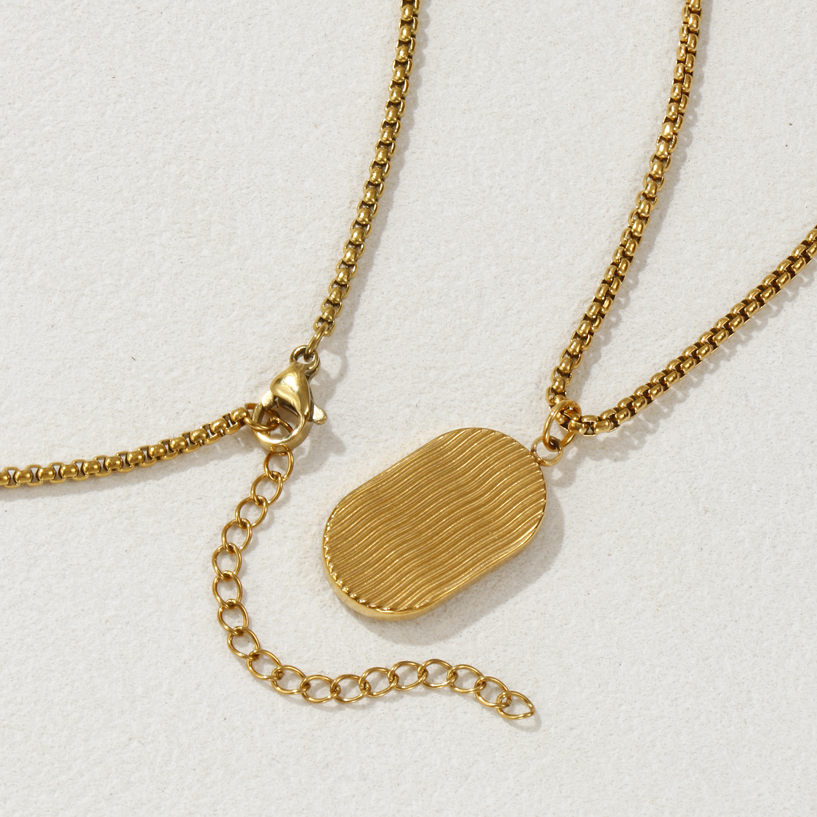 Bild von 18K Real Gold Plated Box Chain Oval Pendant Charm Necklace, 304 Stainless Steel 45cm(17.7") + 5cm(2"), Unisex, Clear Cubic Zirconia Exquisite Gift, Eco-friendly PVD Vacuum Plating, 1 Piece