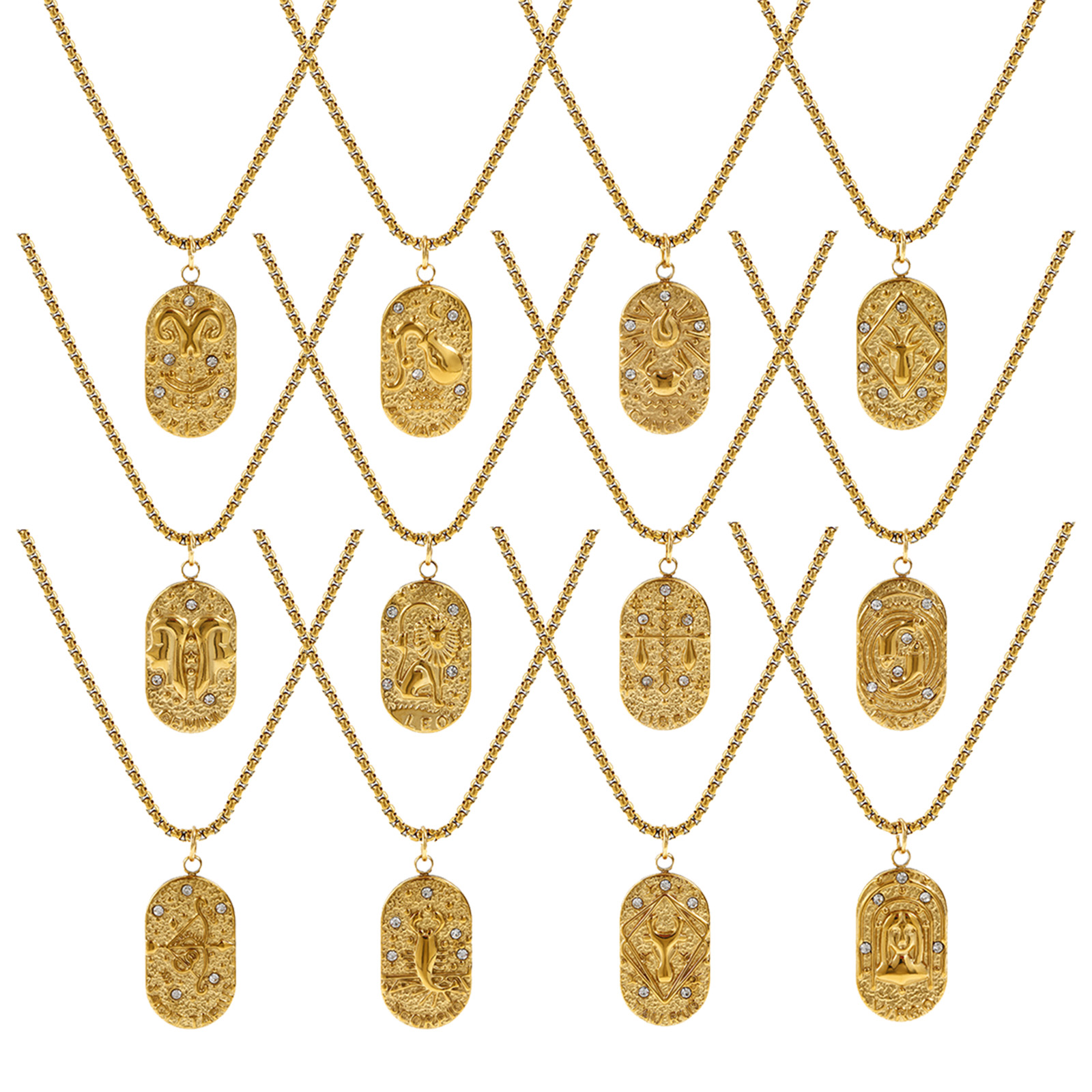 Bild von 18K Real Gold Plated Box Chain Oval Pendant Charm Necklace, 304 Stainless Steel 45cm(17.7") + 5cm(2"), Unisex, Clear Cubic Zirconia Exquisite Gift, Eco-friendly PVD Vacuum Plating, 1 Piece