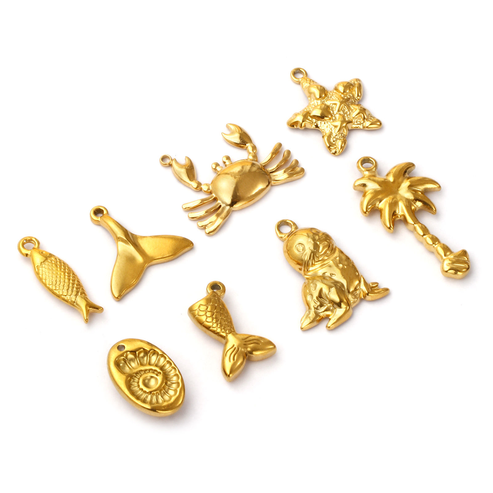 Bild von Eco-friendly PVD Vacuum Plating 304 Stainless Steel Charms 18K Real Gold Plated