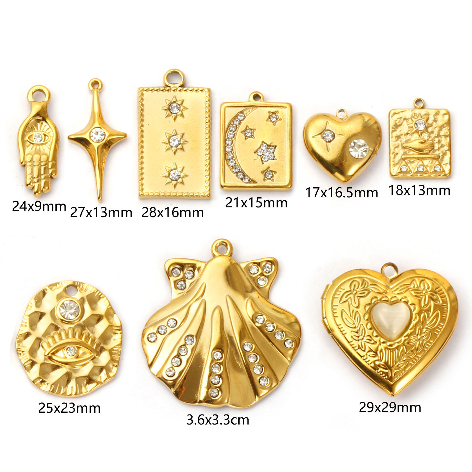 Picture of Eco-friendly PVD Vacuum Plating 304 Stainless Steel Charms 18K Real Gold Plated