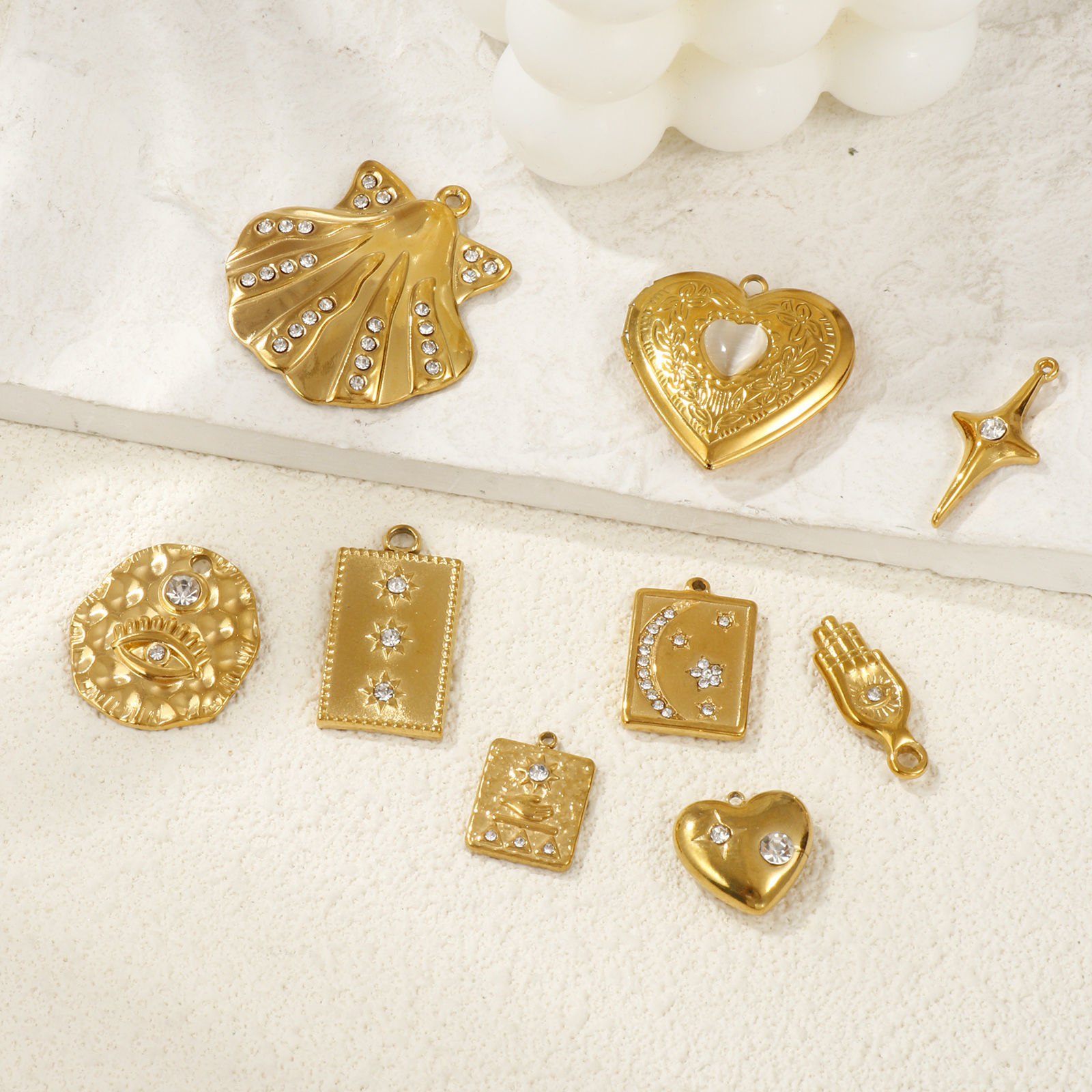 Picture of Eco-friendly PVD Vacuum Plating 304 Stainless Steel Charms 18K Real Gold Plated