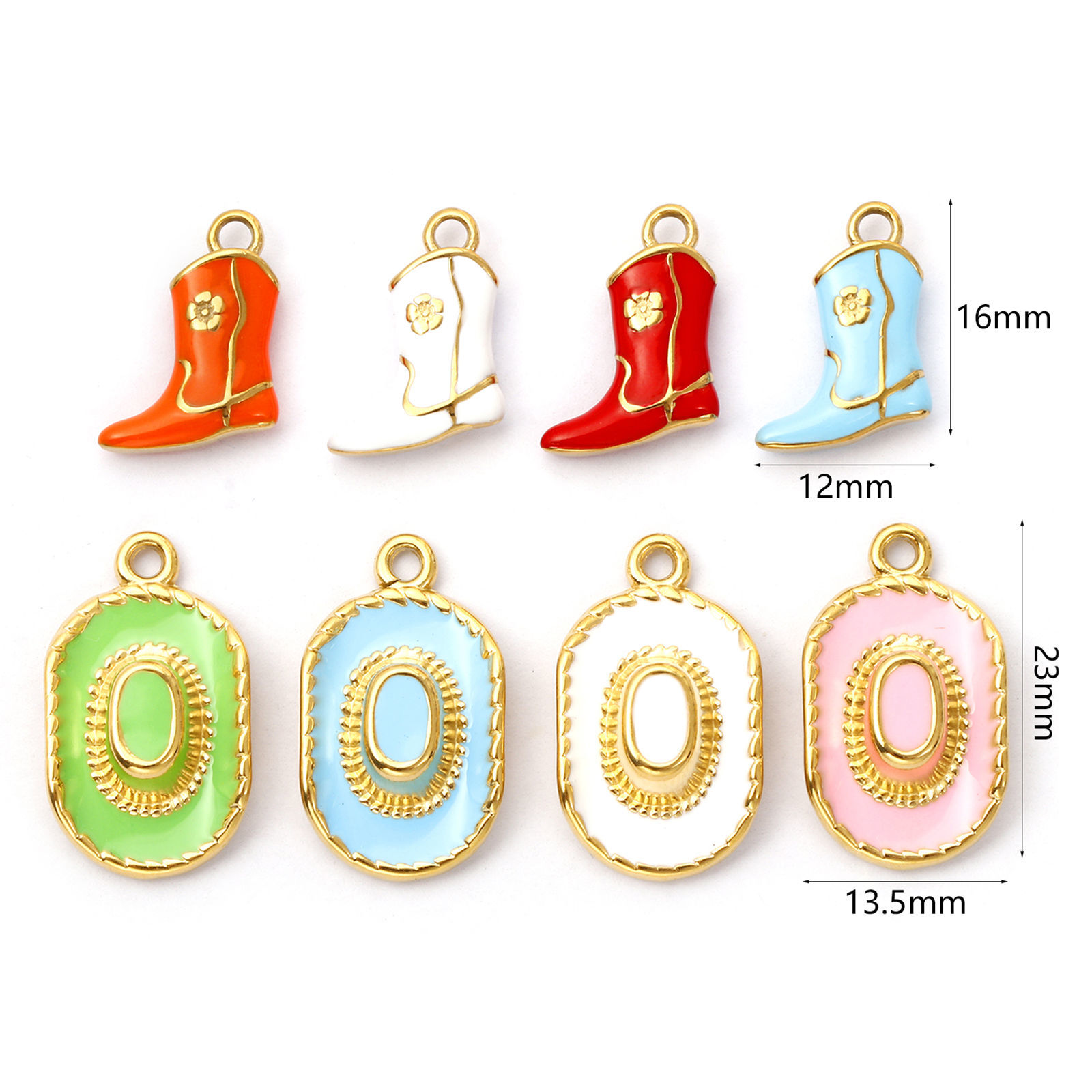 Picture of Eco-friendly PVD Vacuum Plating 304 Stainless Steel West Cowboy Charms 18K Real Gold Plated Multicolor Enamel 3D