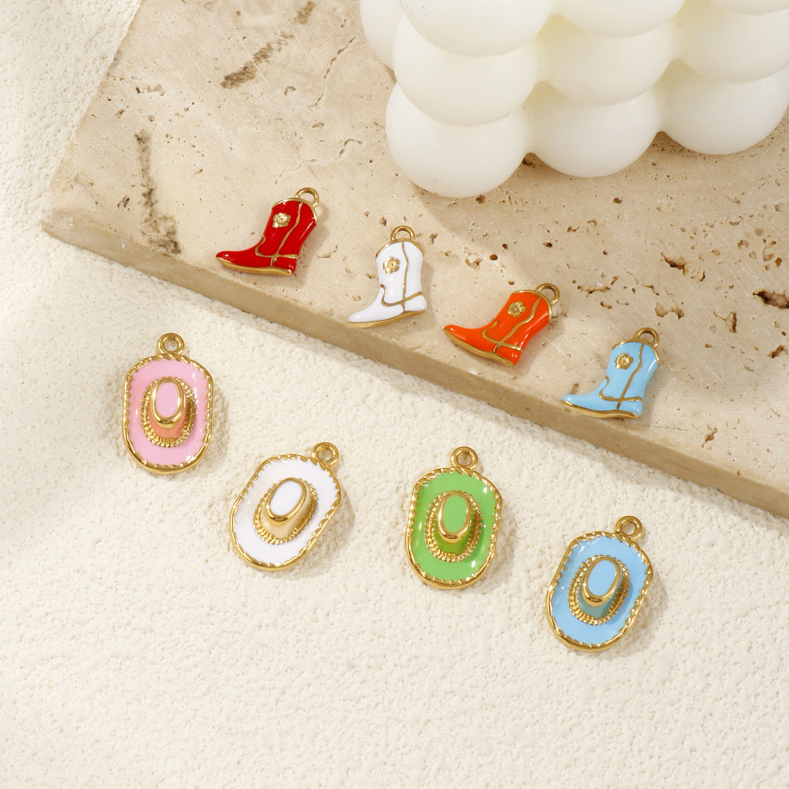 Picture of Eco-friendly PVD Vacuum Plating 304 Stainless Steel West Cowboy Charms 18K Real Gold Plated Multicolor Enamel 3D