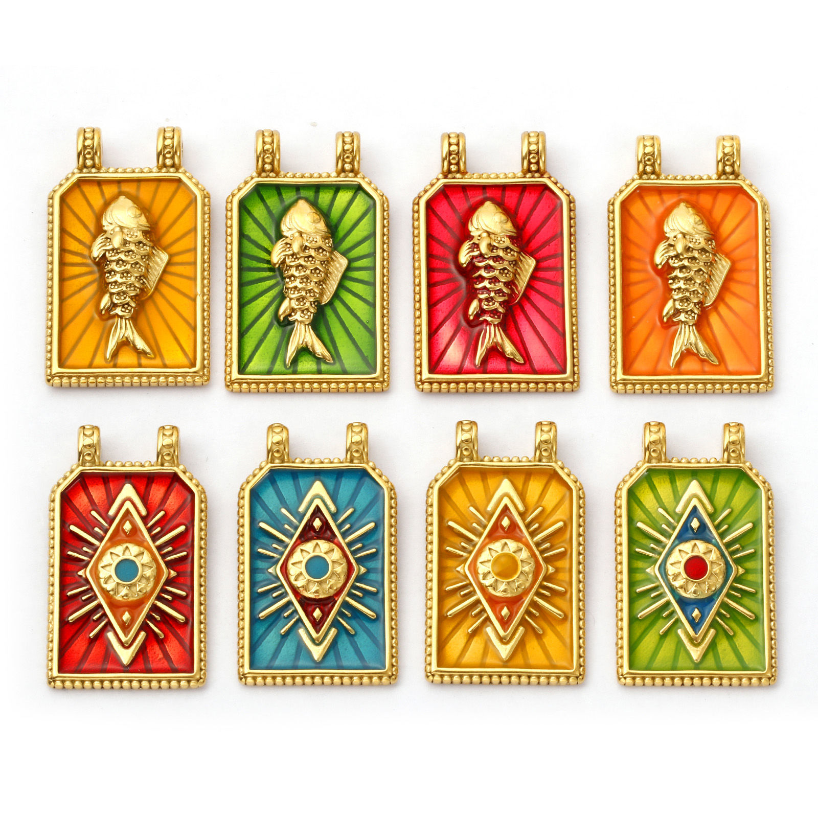 Bild von Umweltfreundliche PVD-Vakuumbeschichtung 304 Edelstahl Charms 18K Echtgold plattiert Emaille Hexagon
