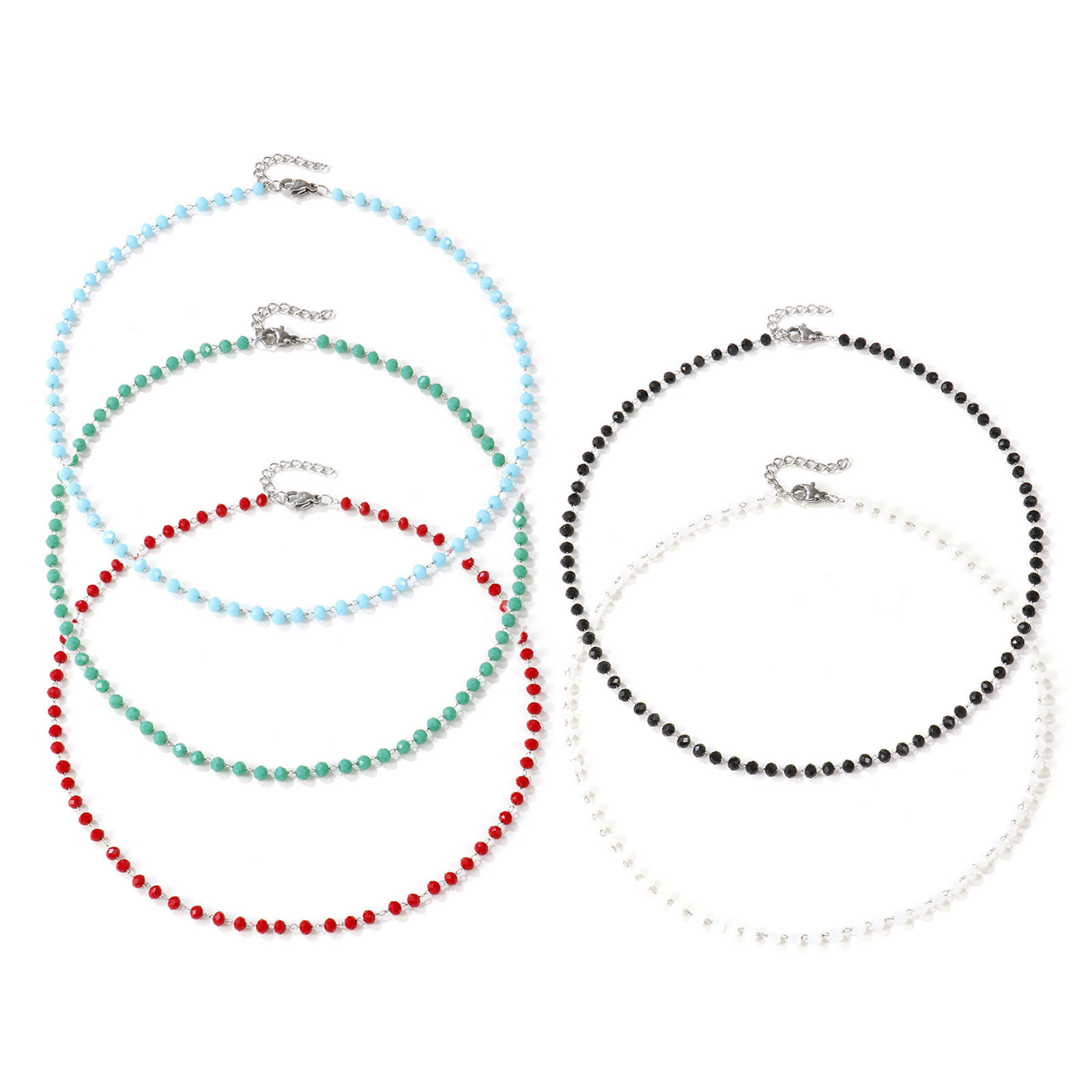 Immagine di Tono Argento Catena di Perline Strozzatore Collana, 304 Acciaio Inossidabile & Cristallo 38cm + 3cm, Per Donne, Sezione, Squisito Regalo, Ecologico, 1 Pz