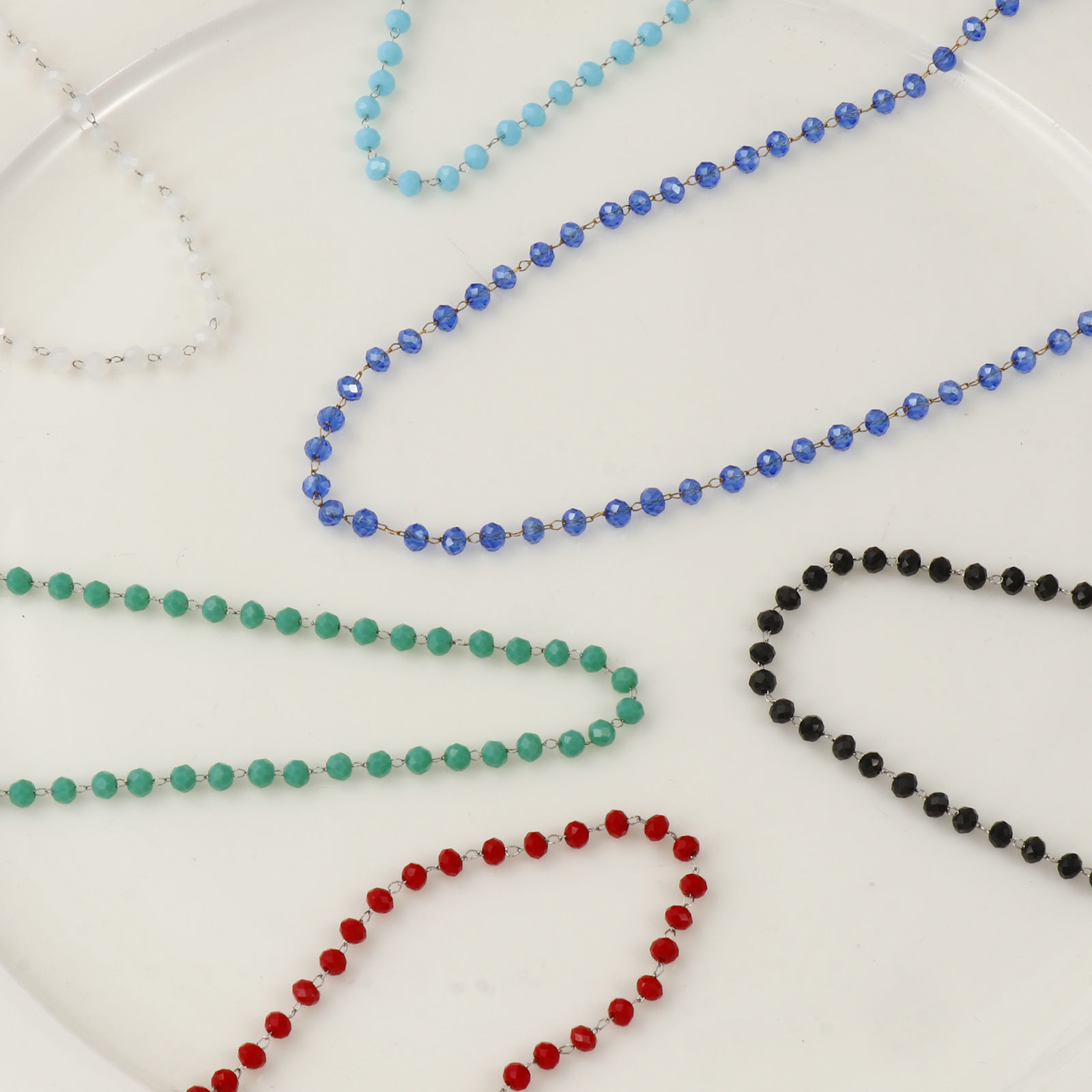 Immagine di Tono Argento Catena di Perline Strozzatore Collana, 304 Acciaio Inossidabile & Cristallo 38cm + 3cm, Per Donne, Sezione, Squisito Regalo, Ecologico, 1 Pz