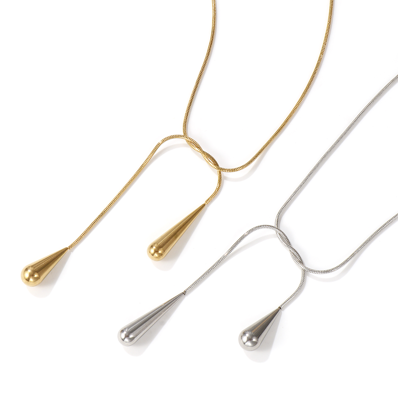 Bild von Bunt Schlangenkette Tropfen Halskette, 304 Edelstahl 80cm, Für Frauen, Elegant Geschenk, Umweltfreundlich