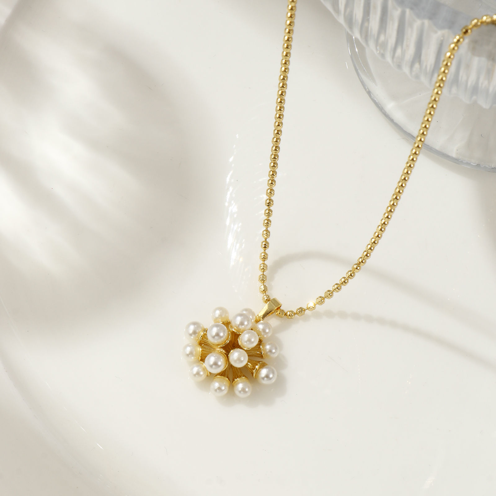 Bild von 18K Real Gold Plated Pendant Charm Necklace, Brass For Women, White Dainty Gift, Eco-friendly, 1 Piece