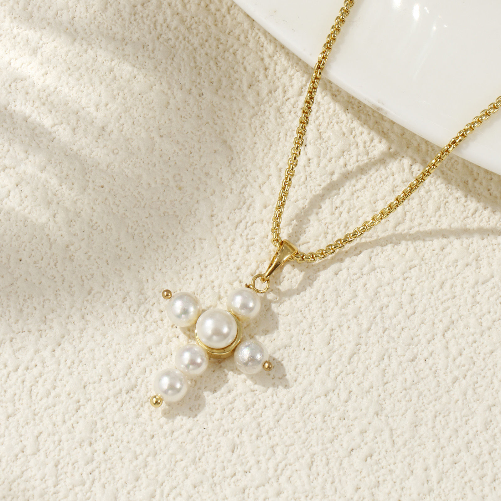 Bild von 18K Real Gold Plated Pendant Charm Necklace, Brass For Women, White Dainty Gift, Eco-friendly, 1 Piece