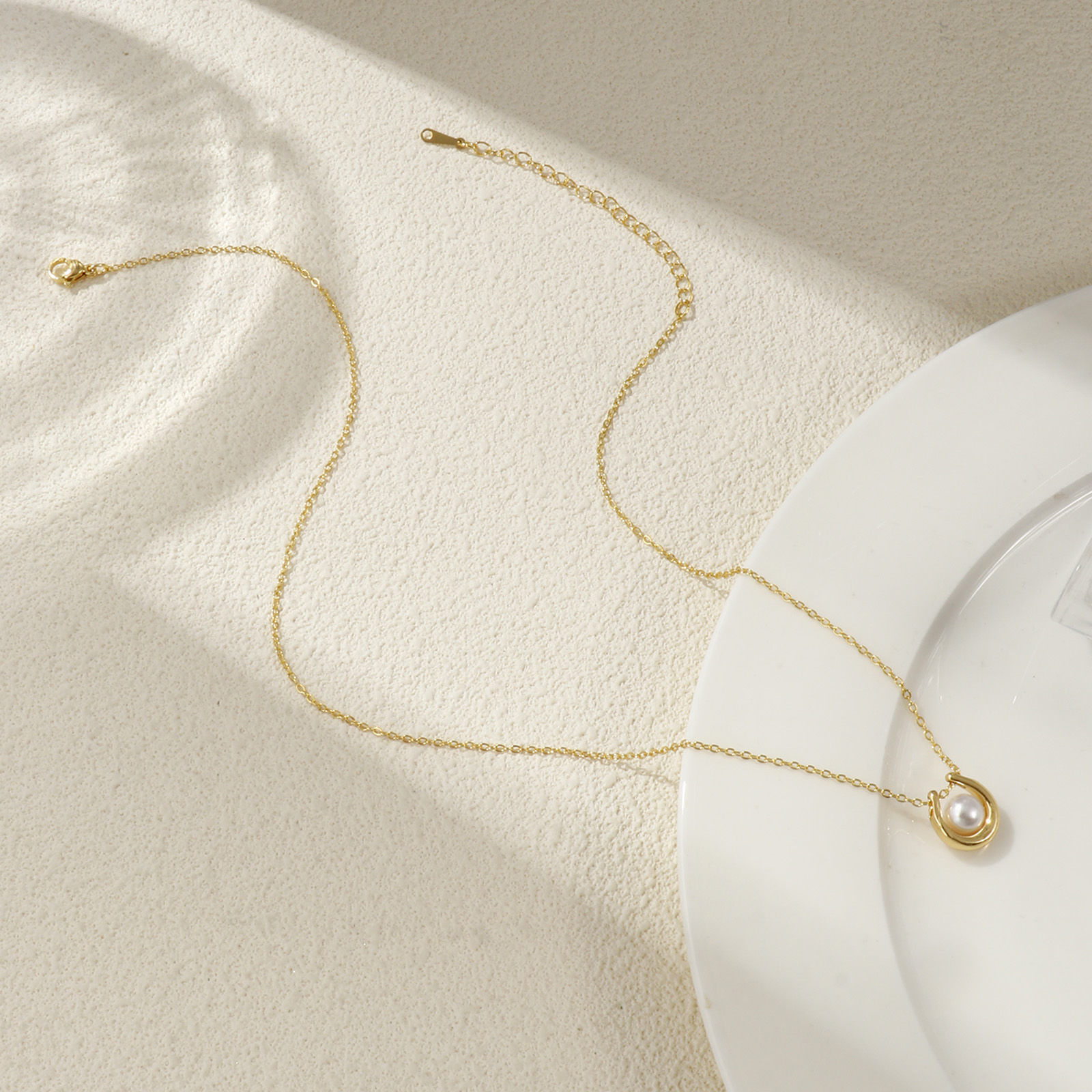 Bild von 18K Real Gold Plated Pendant Charm Necklace, Brass For Women, White Dainty Gift, Eco-friendly, 1 Piece