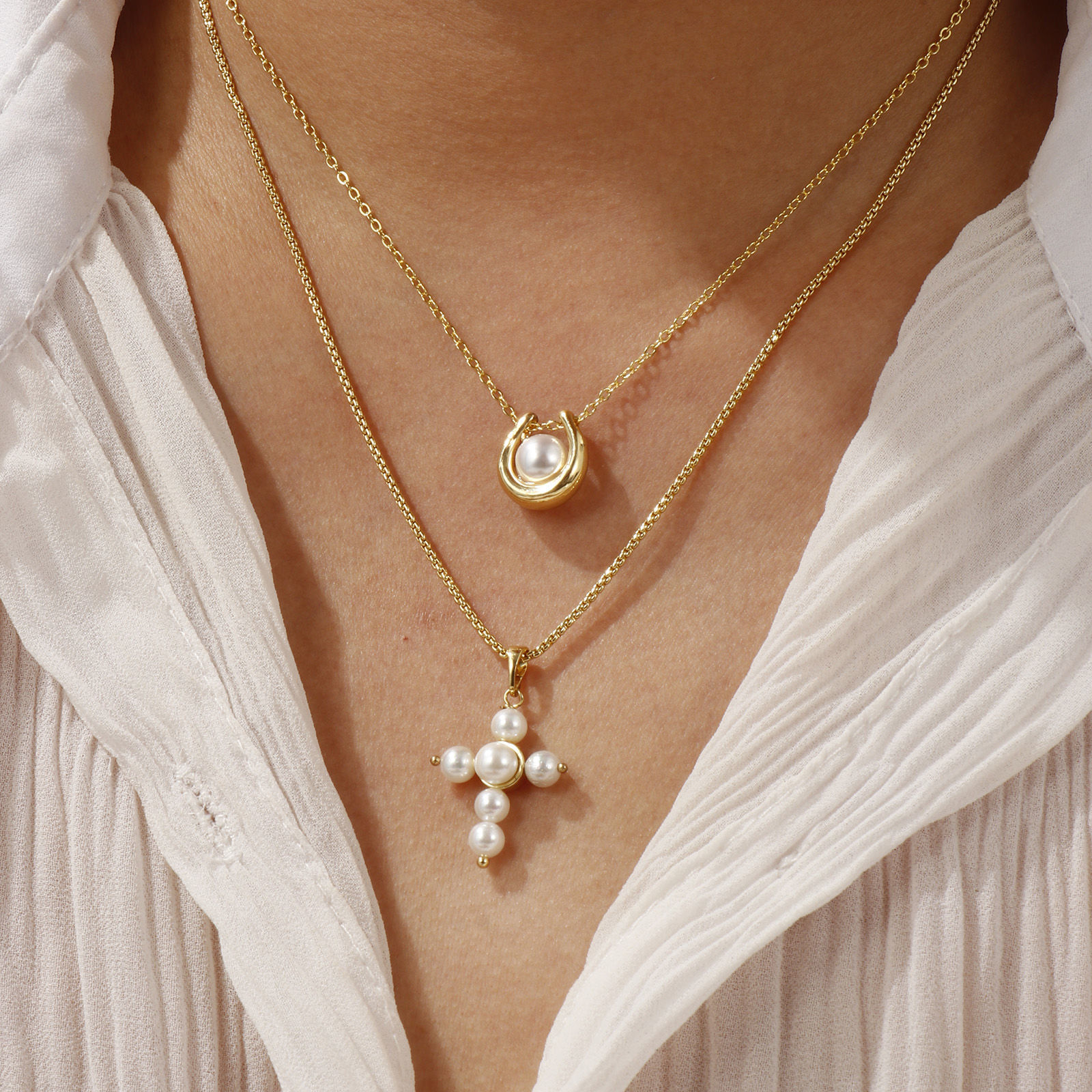 Bild von 18K Real Gold Plated Pendant Charm Necklace, Brass For Women, White Dainty Gift, Eco-friendly, 1 Piece