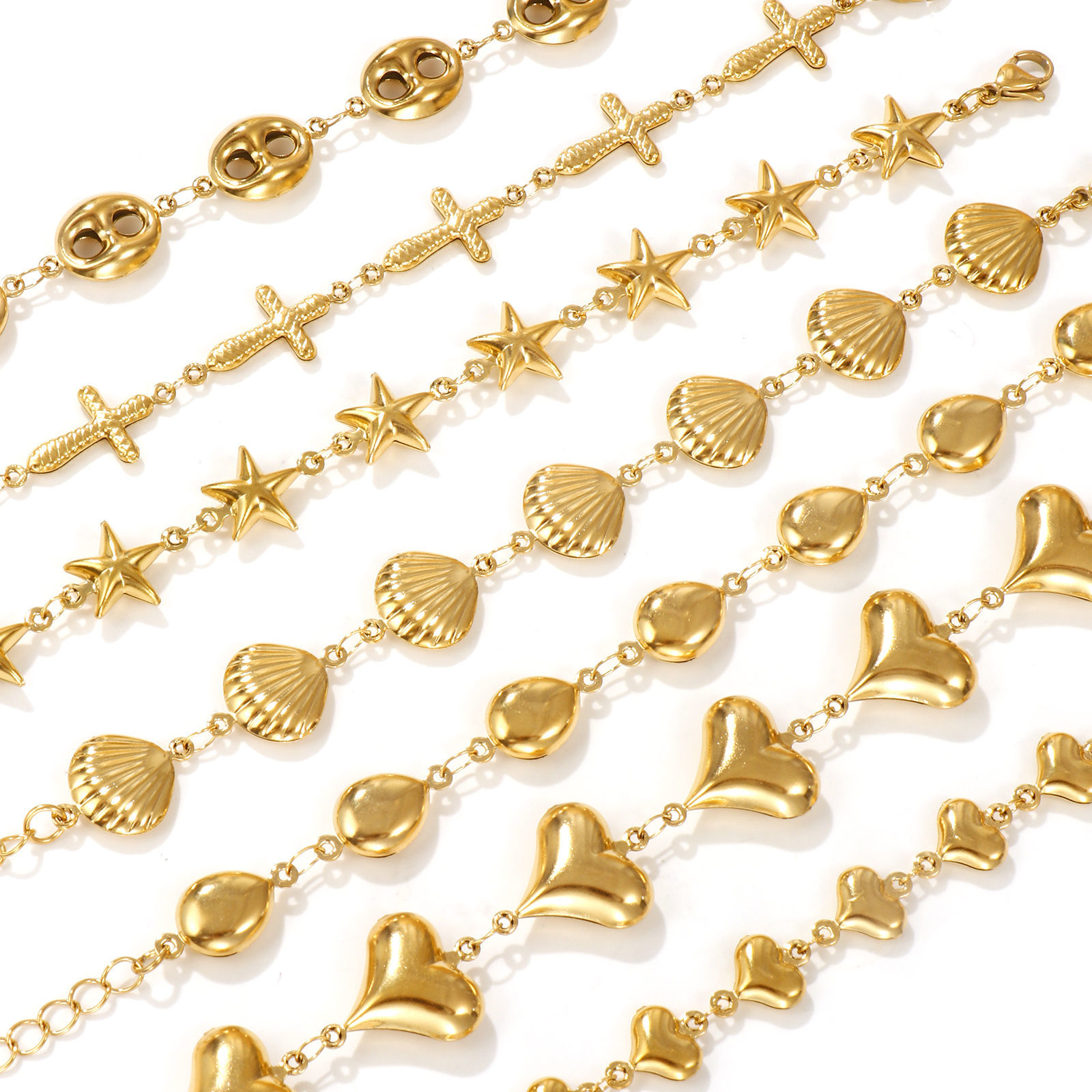 Picture of Eco-friendly PVD Vacuum Plating Stylish 18K Real Gold Plated 304 Stainless Steel Handmade Link Chain Bracelets For Women Gift 16cm(6.3") long
