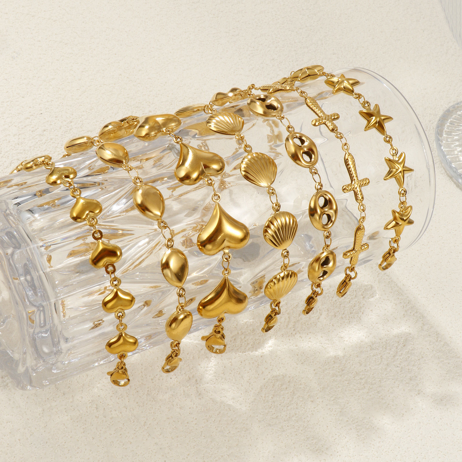 Picture of Eco-friendly PVD Vacuum Plating Stylish 18K Real Gold Plated 304 Stainless Steel Handmade Link Chain Bracelets For Women Gift 16cm(6.3") long