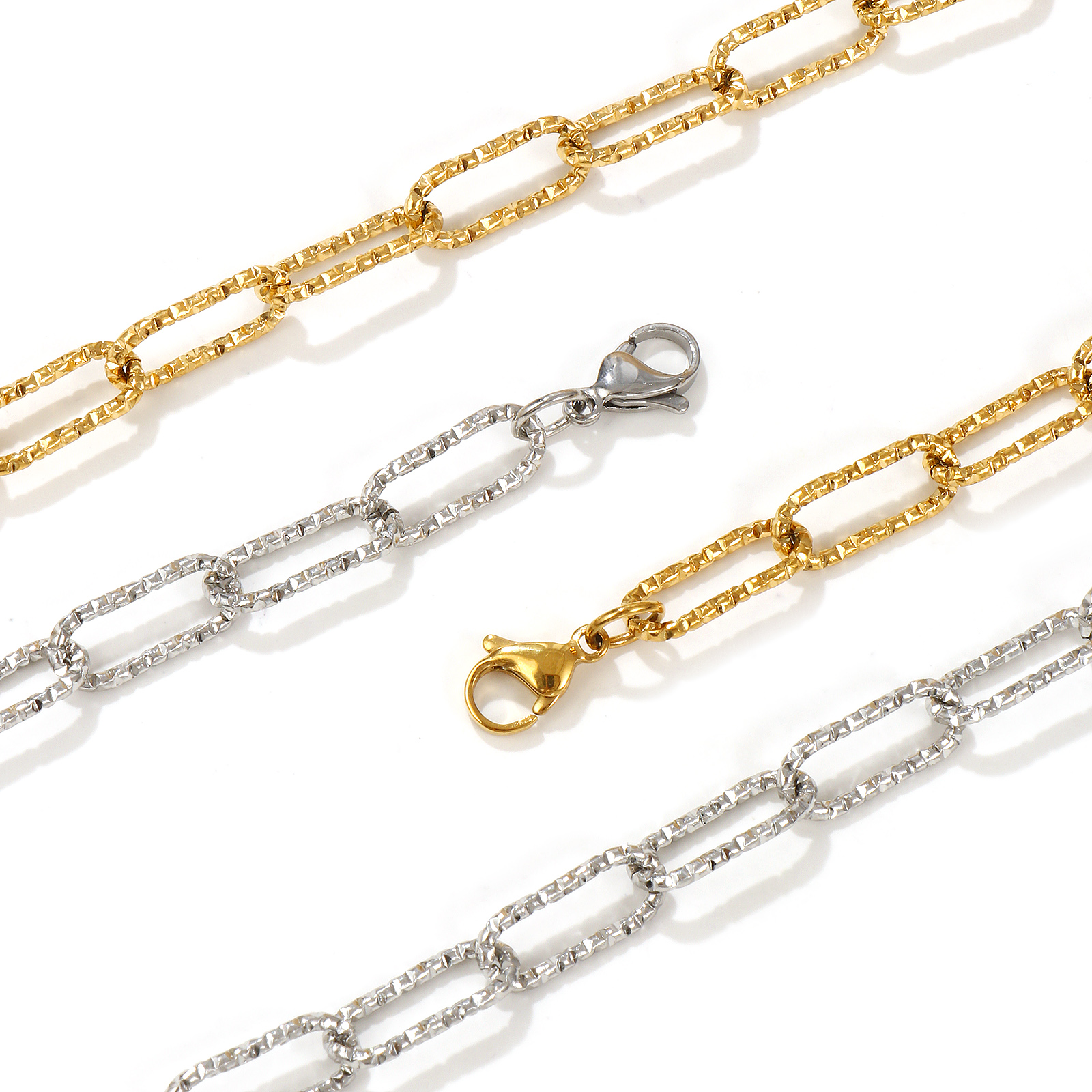 Изображение 1 ШТ Разноцветный Цепочка зажимов Ожерелья, 304 Нержавеющая Сталь 40см, Для женщин, Минималистский Изысканный подарок, Экологичный