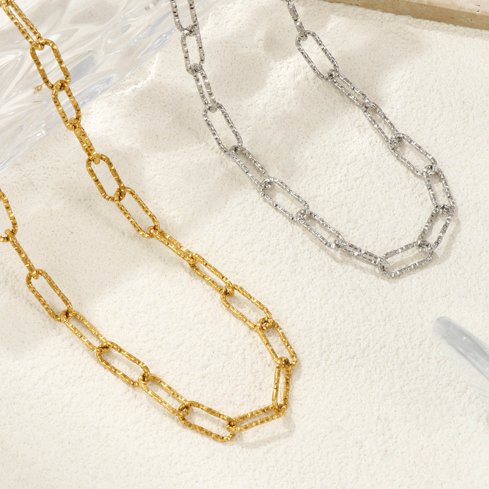 Изображение 1 ШТ Разноцветный Цепочка зажимов Ожерелья, 304 Нержавеющая Сталь 40см, Для женщин, Минималистский Изысканный подарок, Экологичный