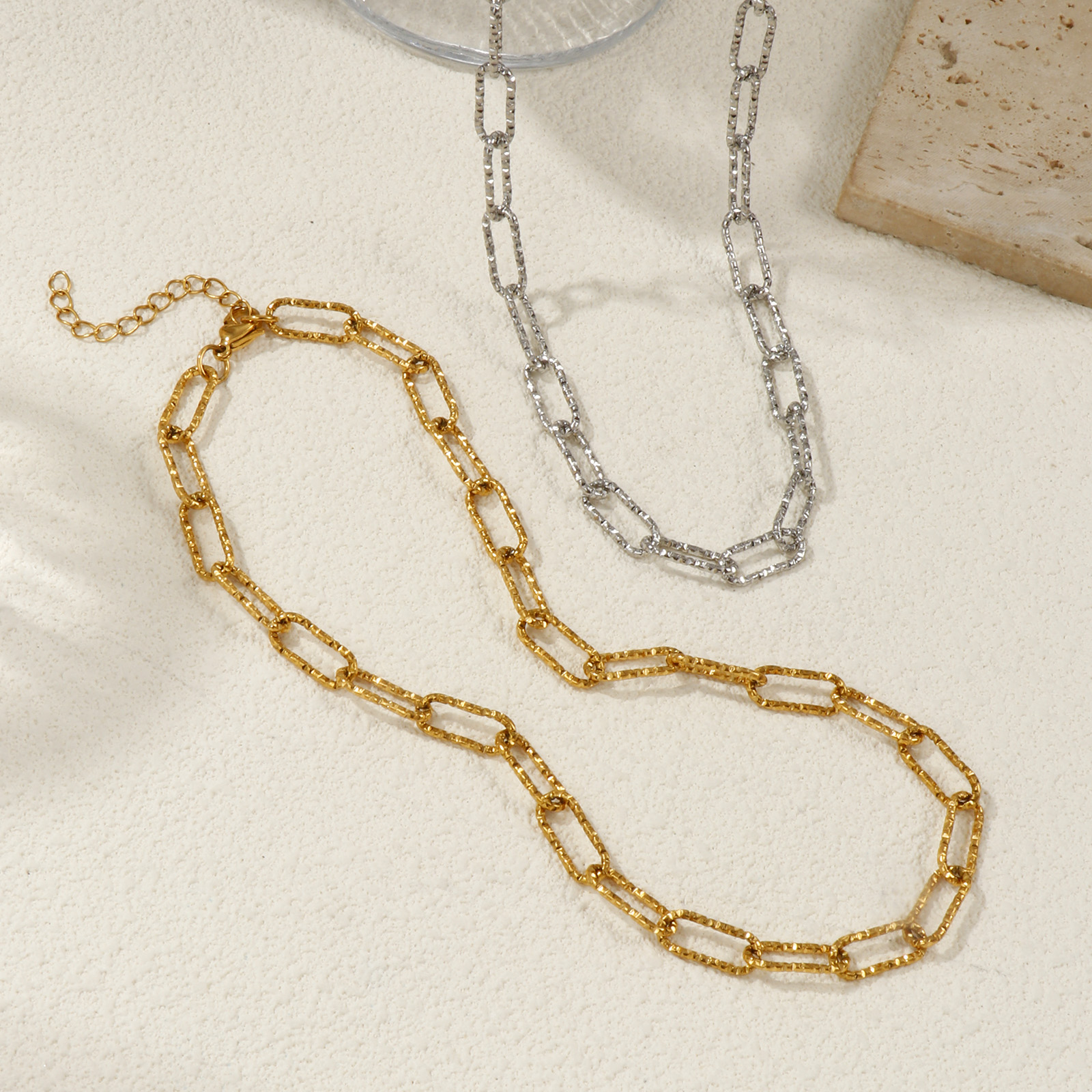 Изображение 1 ШТ Разноцветный Цепочка зажимов Ожерелья, 304 Нержавеющая Сталь 40см, Для женщин, Минималистский Изысканный подарок, Экологичный