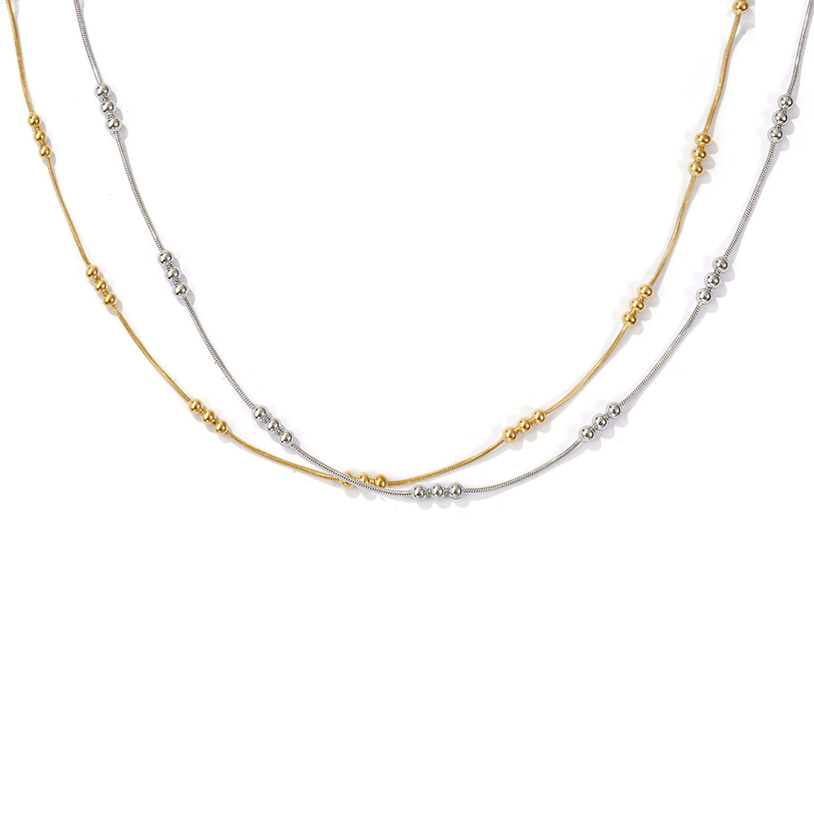 Picture of Multicolor Snake Chain Necklace, 304 Stainless Steel 40cm(15.7") + 5cm(2"), For Women, Minimalist Exquisite Gift, Eco-friendly