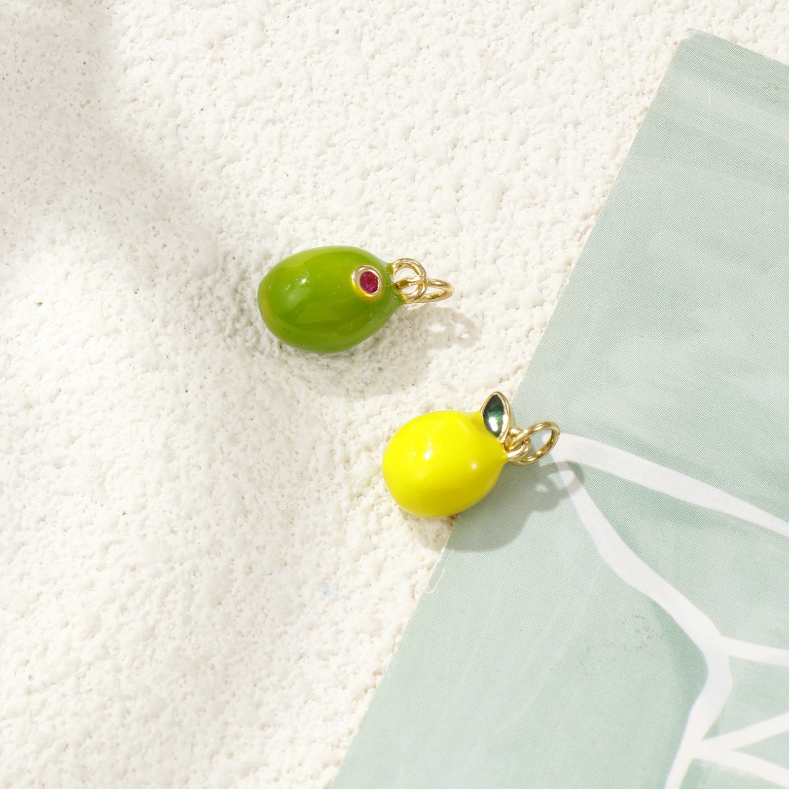 Picture of Eco-friendly Brass Charms 18K Real Gold Plated Enamel Lemon Fruit 3D