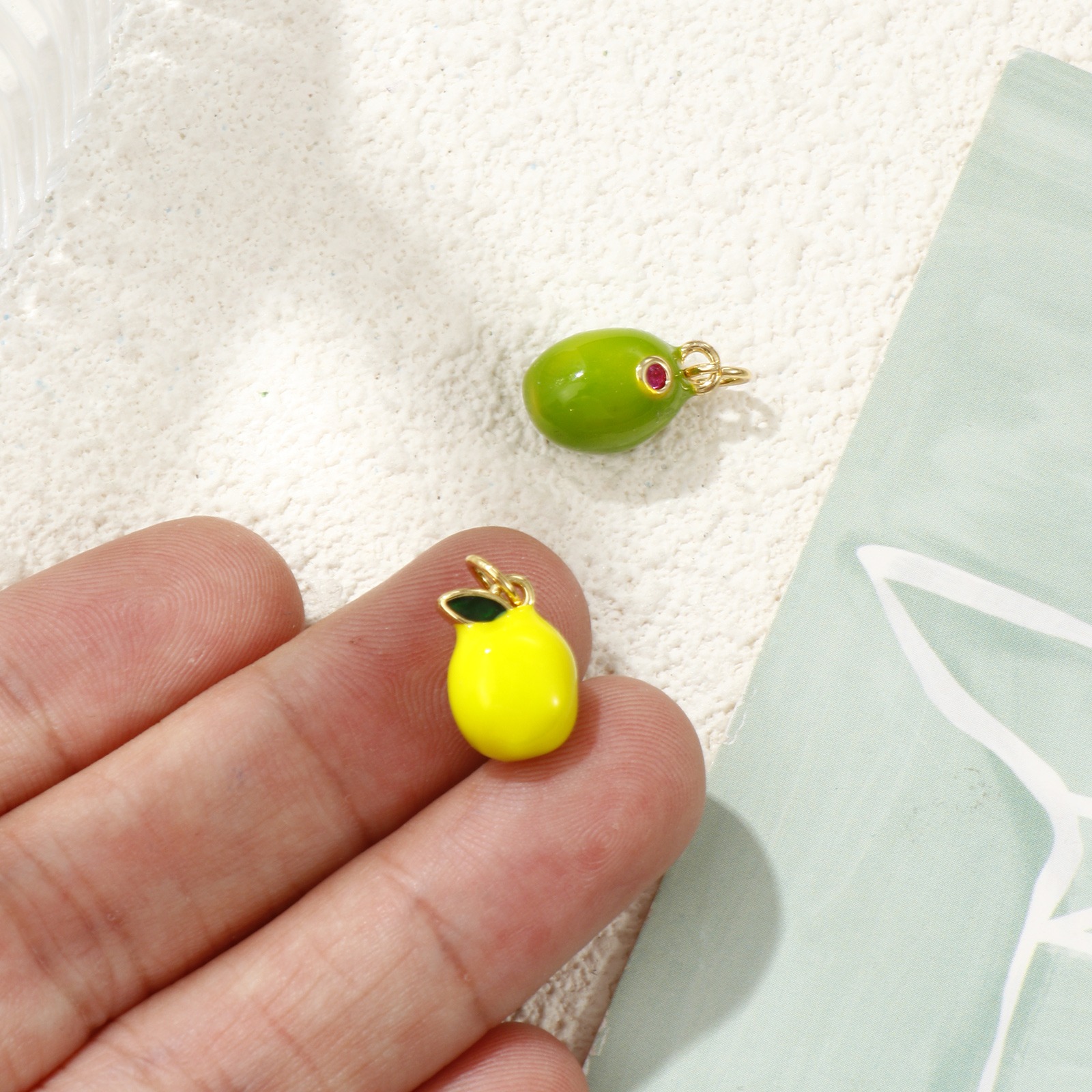 Picture of Eco-friendly Brass Charms 18K Real Gold Plated Enamel Lemon Fruit 3D