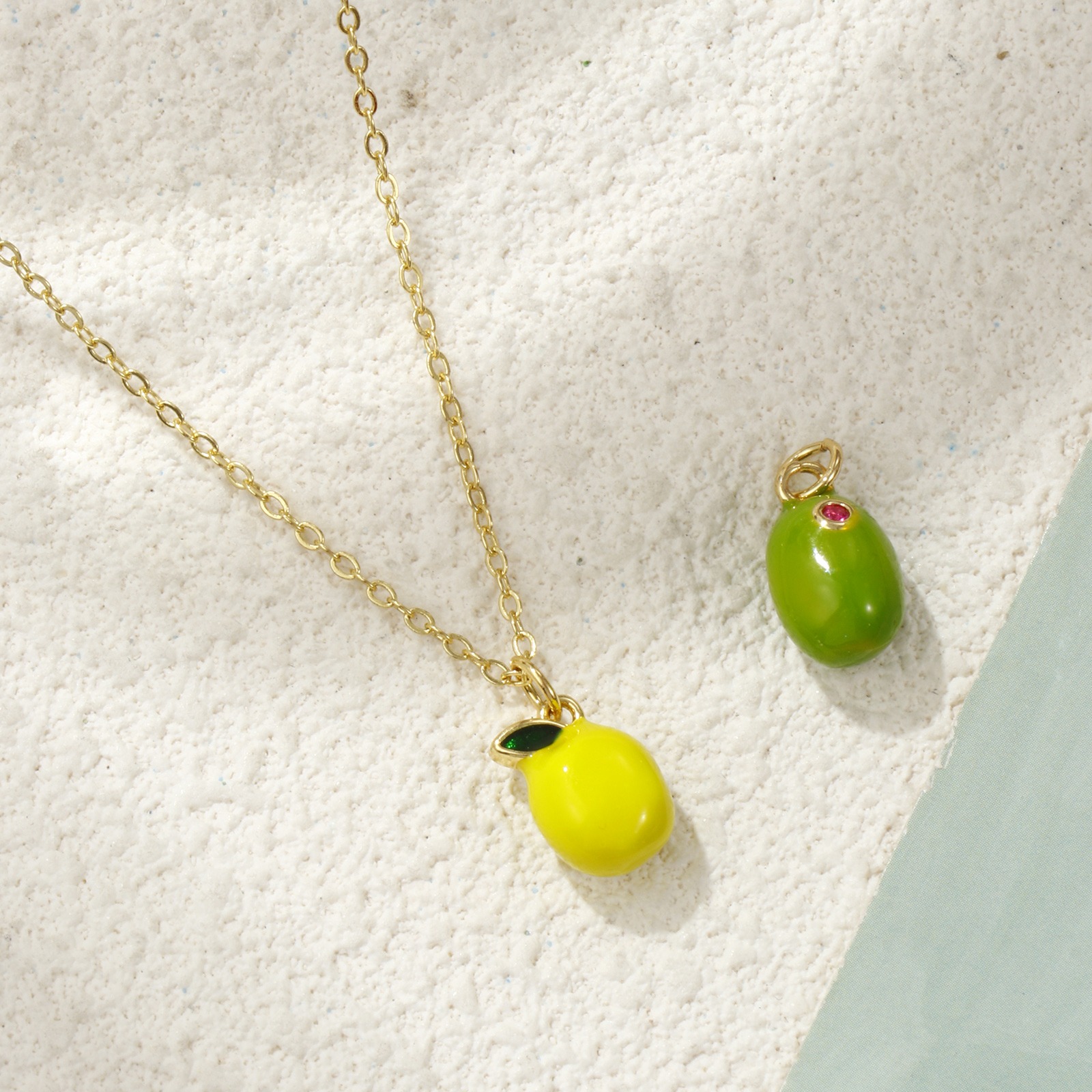Picture of Eco-friendly Brass Charms 18K Real Gold Plated Enamel Lemon Fruit 3D