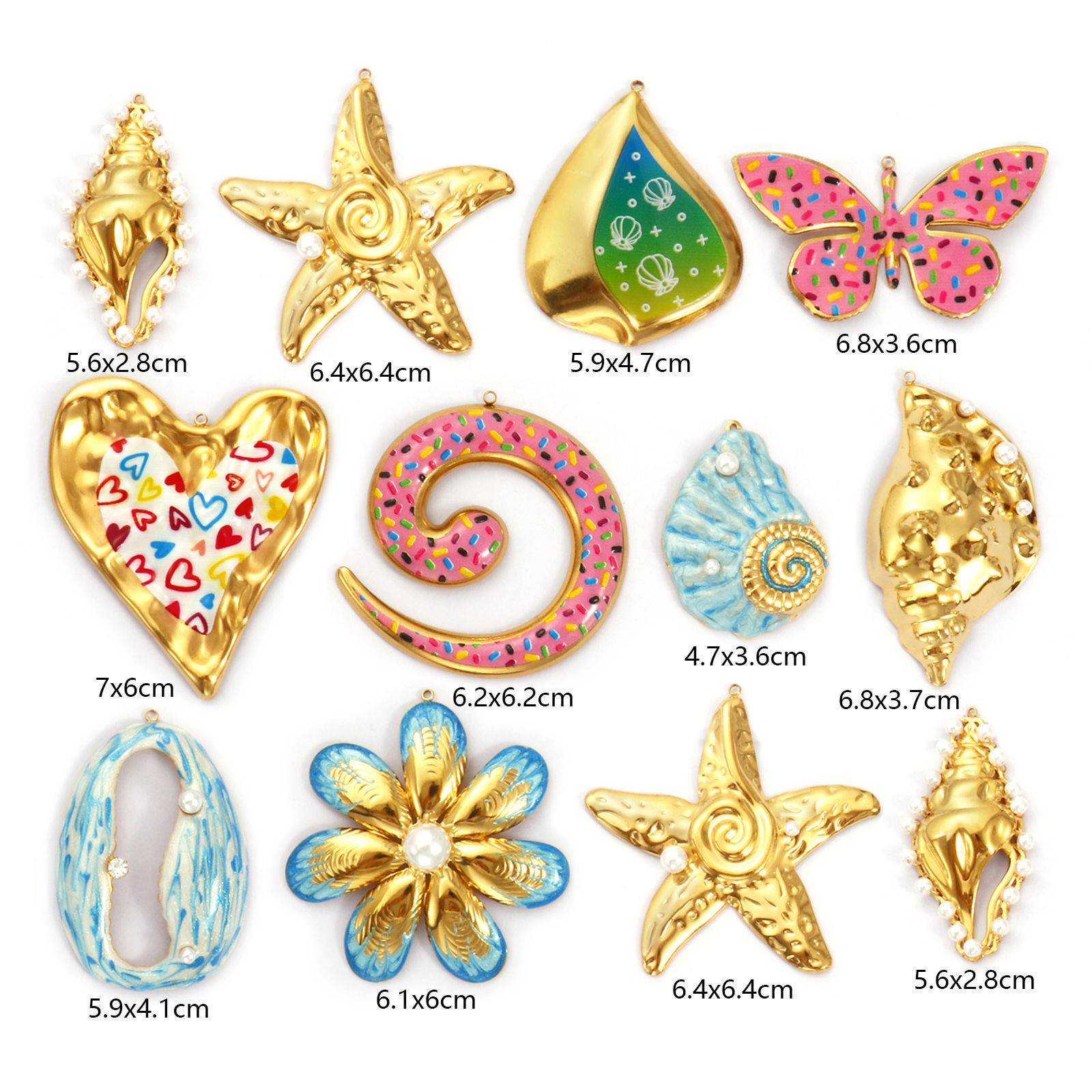 Изображение 1 Piece Eco-friendly PVD Vacuum Plating 304 Stainless Steel Pendants 18K Real Gold Plated