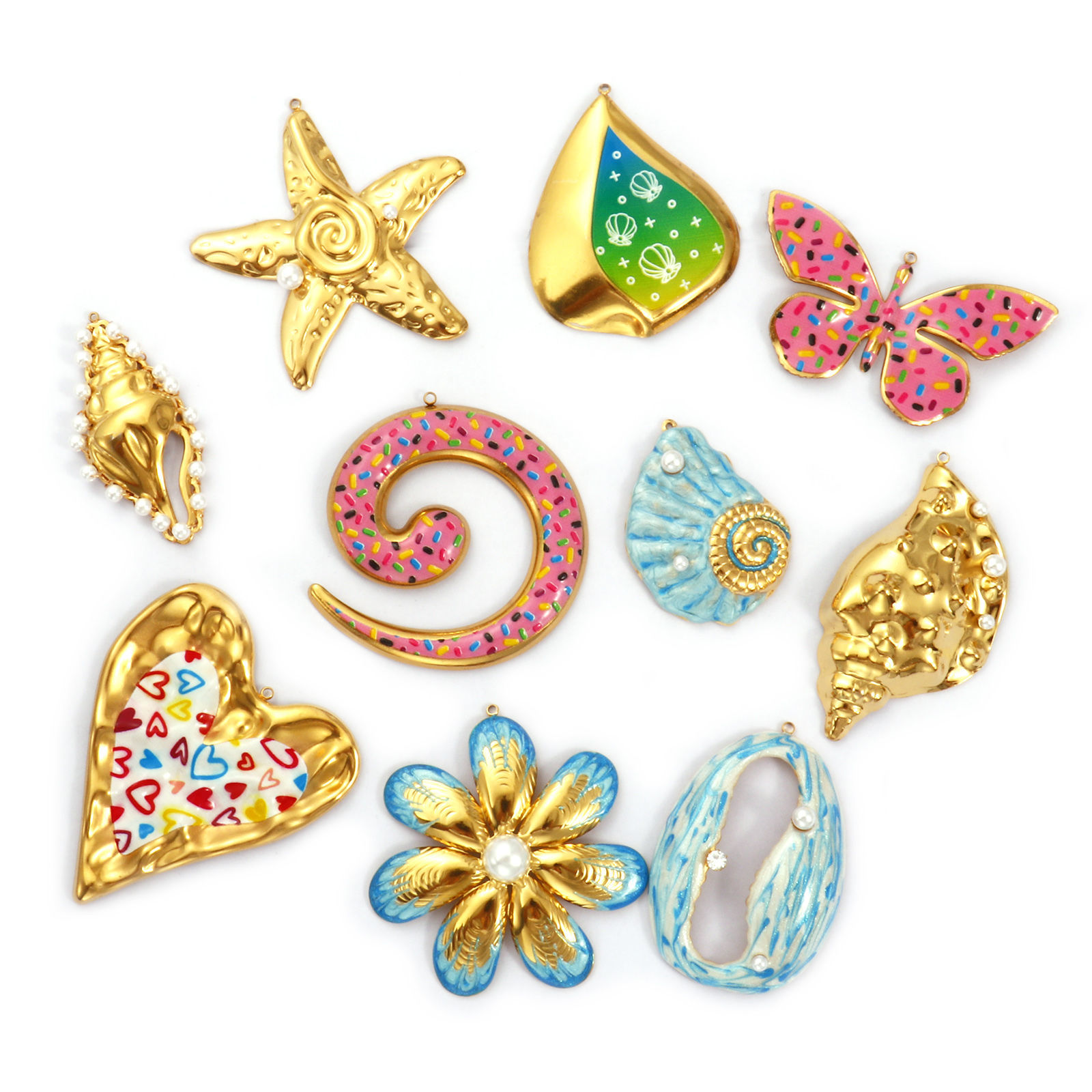 Изображение 1 Piece Eco-friendly PVD Vacuum Plating 304 Stainless Steel Pendants 18K Real Gold Plated