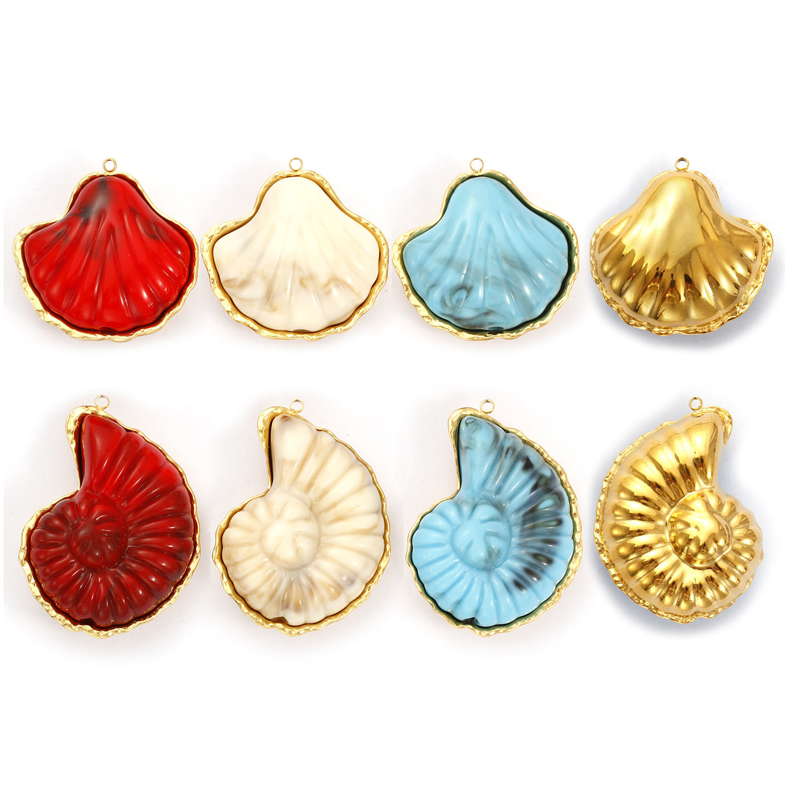 Picture of 1 Piece Eco-friendly PVD Vacuum Plating 304 Stainless Steel Pendants 18K Real Gold Plated With Resin Cabochons