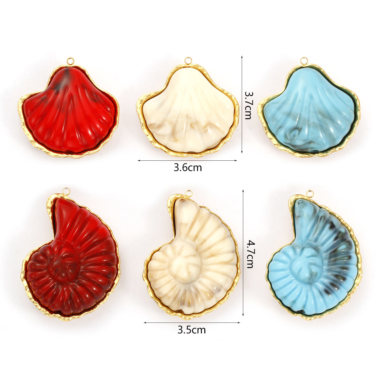 Picture of 1 Piece Eco-friendly PVD Vacuum Plating 304 Stainless Steel Pendants 18K Real Gold Plated With Resin Cabochons