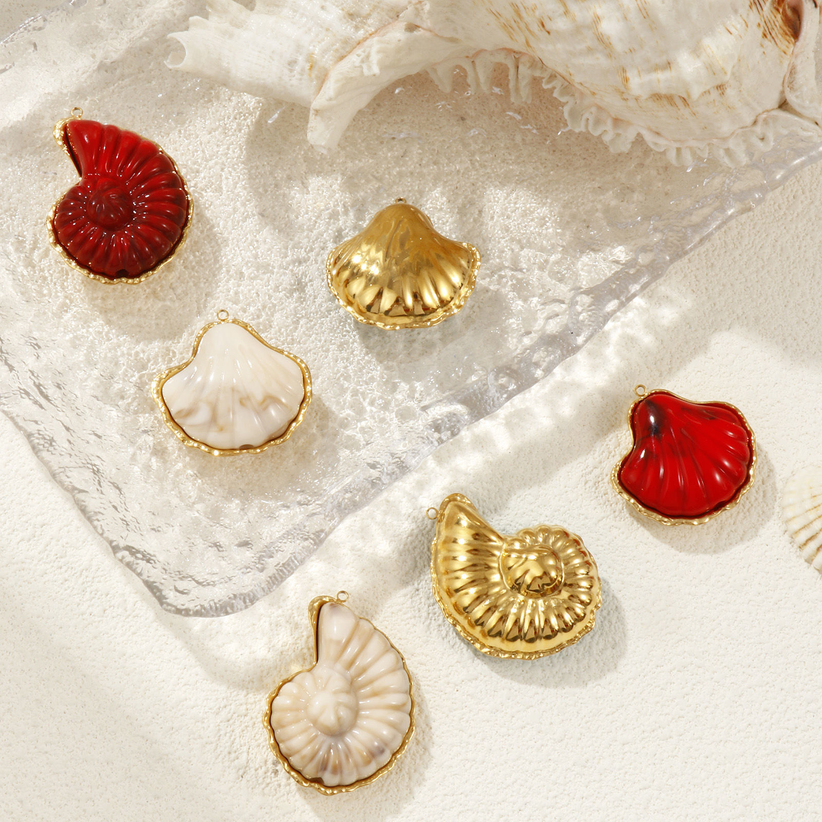 Picture of 1 Piece Eco-friendly PVD Vacuum Plating 304 Stainless Steel Pendants 18K Real Gold Plated With Resin Cabochons