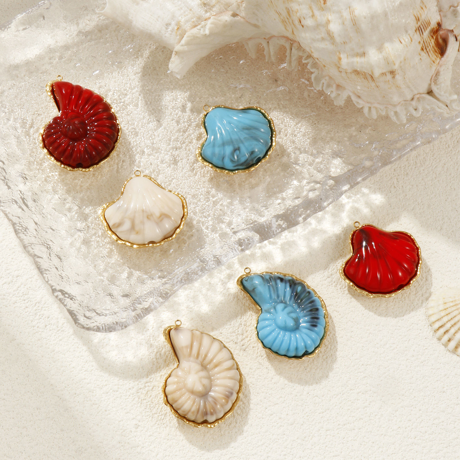 Picture of 1 Piece Eco-friendly PVD Vacuum Plating 304 Stainless Steel Pendants 18K Real Gold Plated With Resin Cabochons