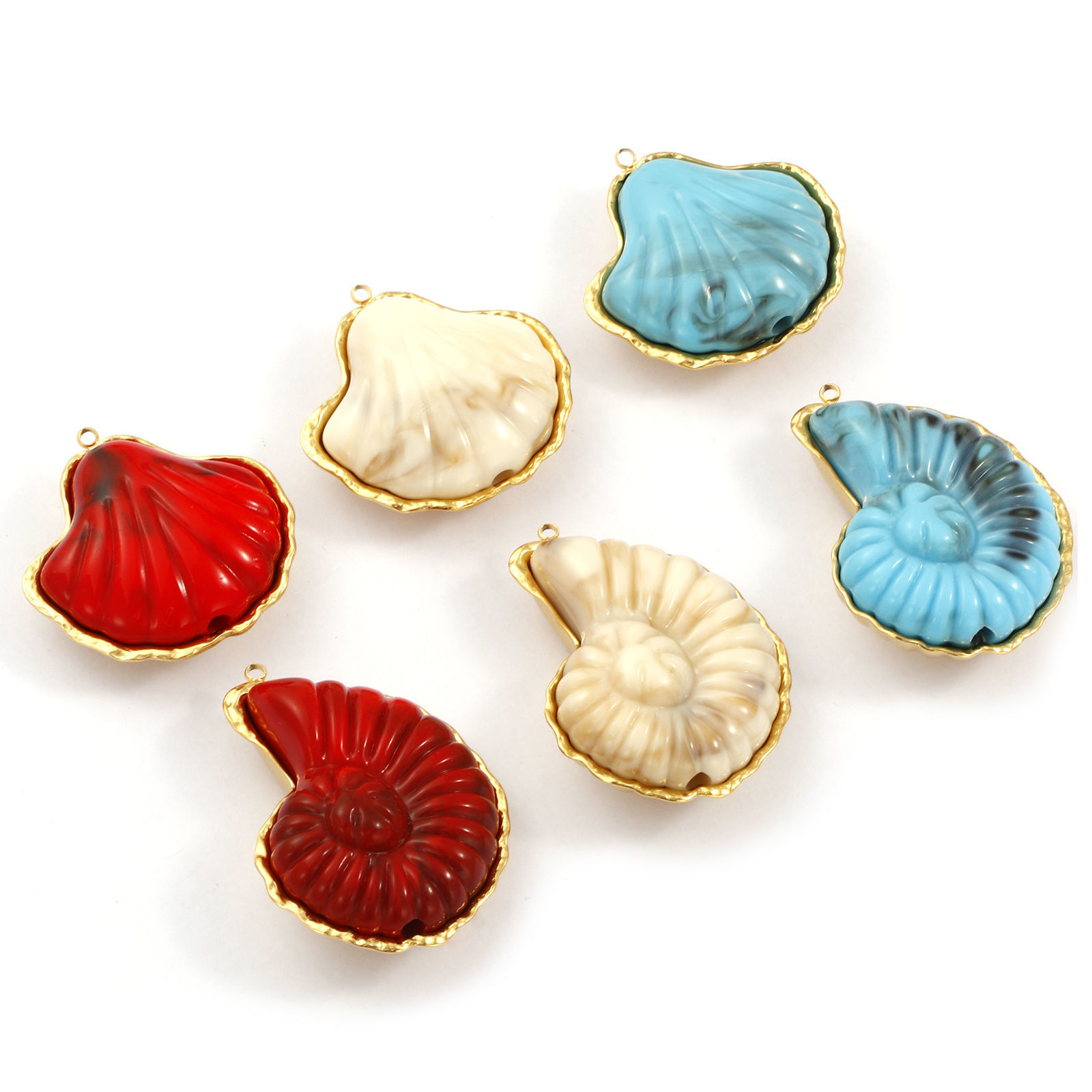 Picture of 1 Piece Eco-friendly PVD Vacuum Plating 304 Stainless Steel Pendants 18K Real Gold Plated With Resin Cabochons
