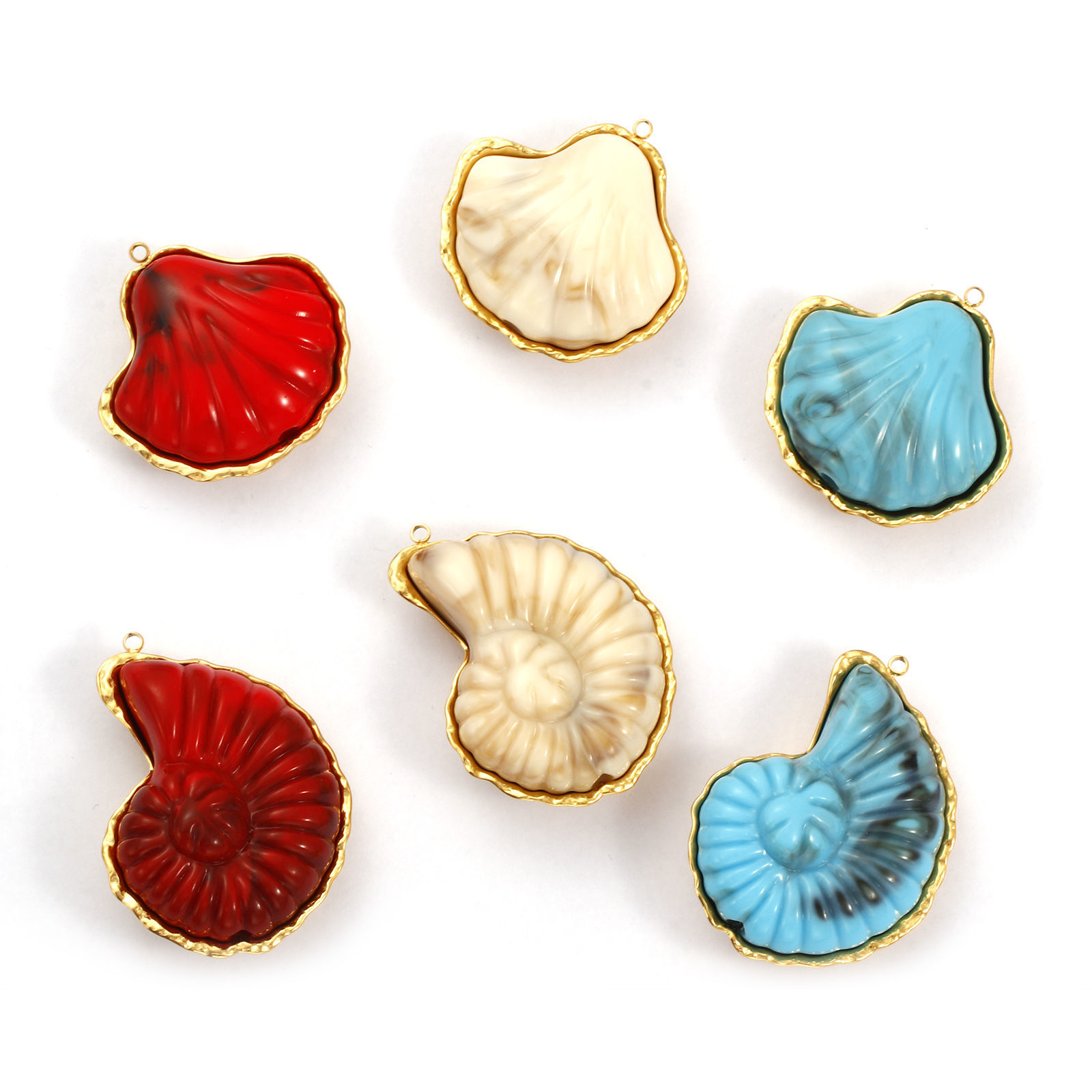 Picture of 1 Piece Eco-friendly PVD Vacuum Plating 304 Stainless Steel Pendants 18K Real Gold Plated With Resin Cabochons