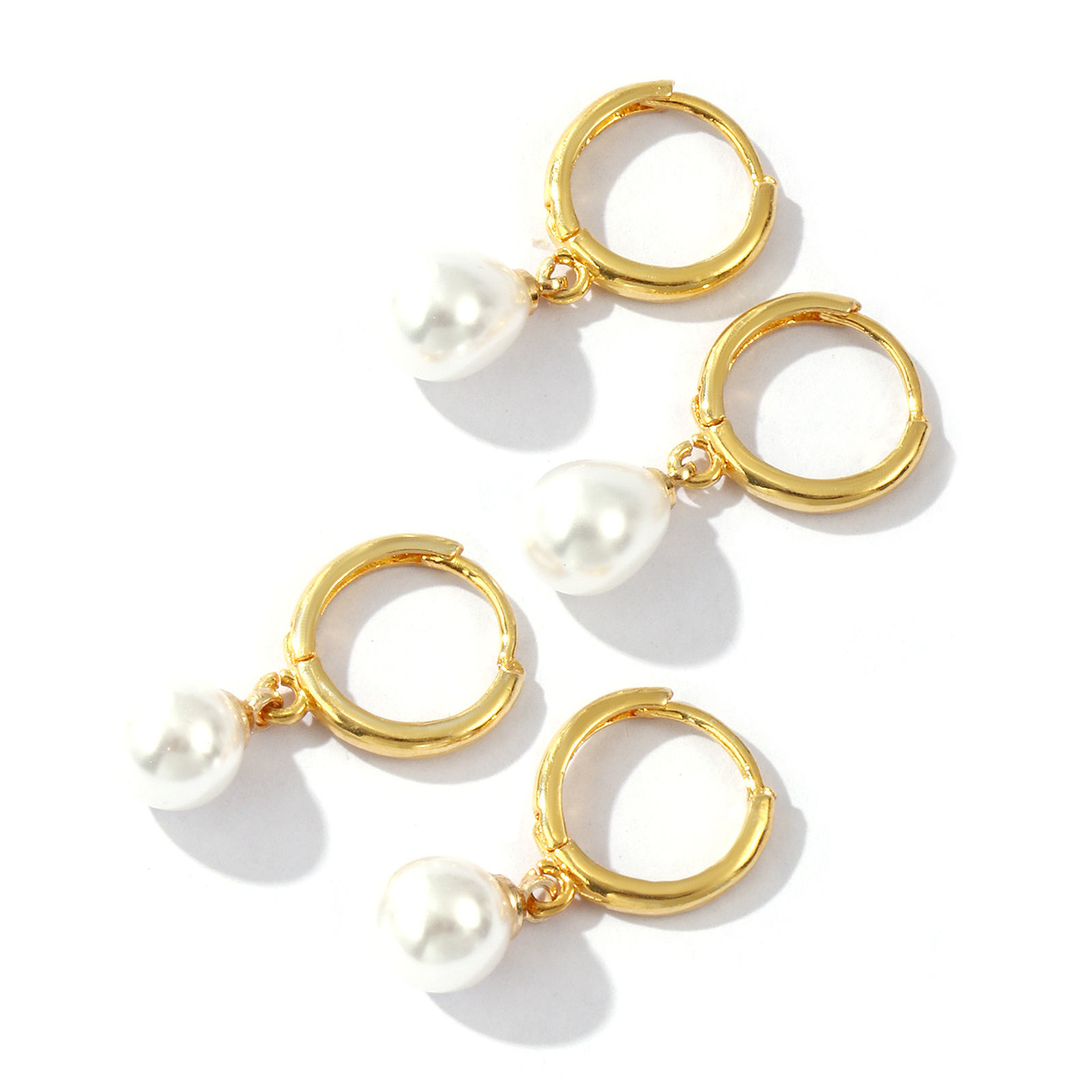 Picture of Eco-friendly Dainty Exquisite 18K Real Gold Plated White Brass Acrylic Imitation Pearl Earrings For Women Gift