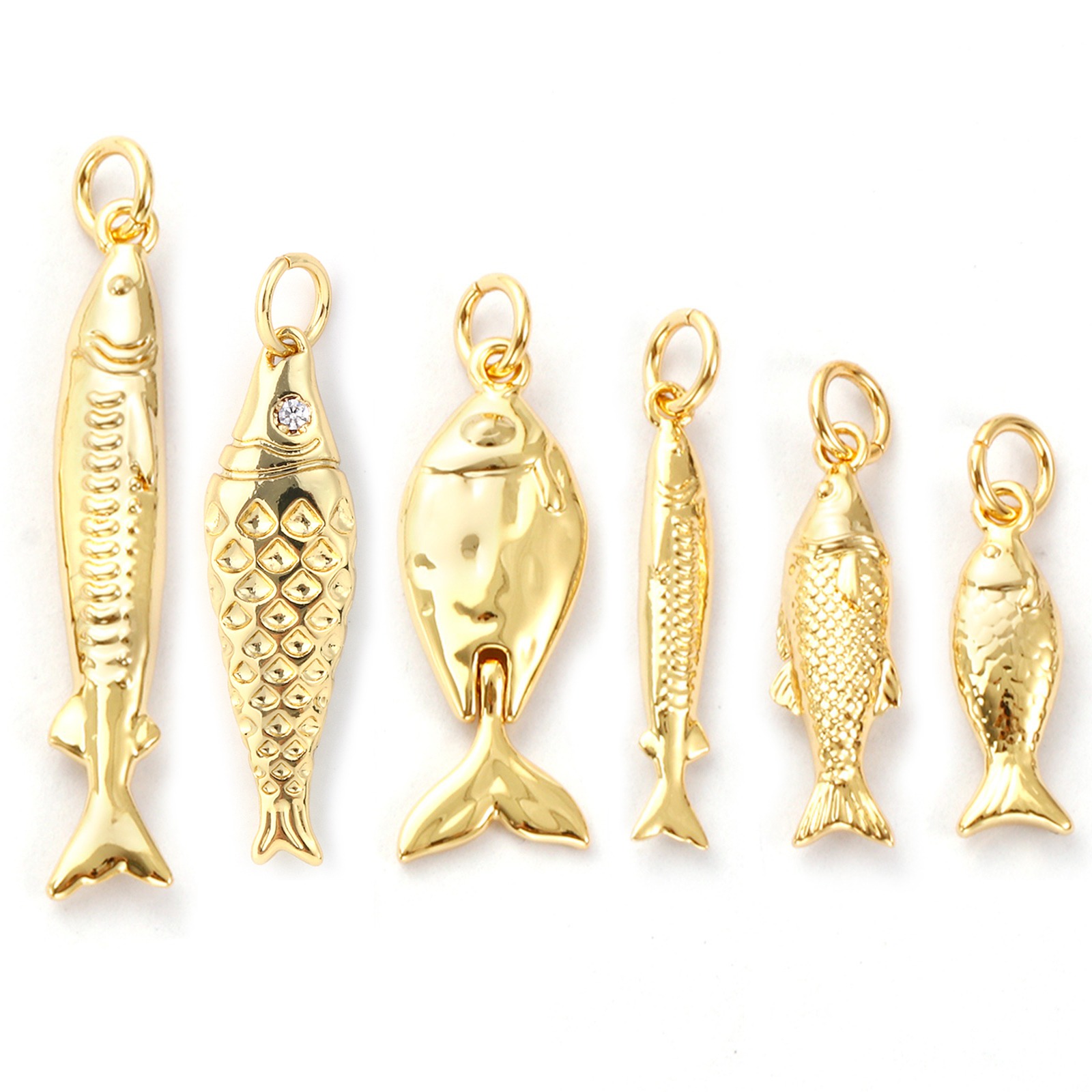 Picture of Eco-friendly Brass Ocean Jewelry Charms 18K Real Gold Plated Fish Animal 3D