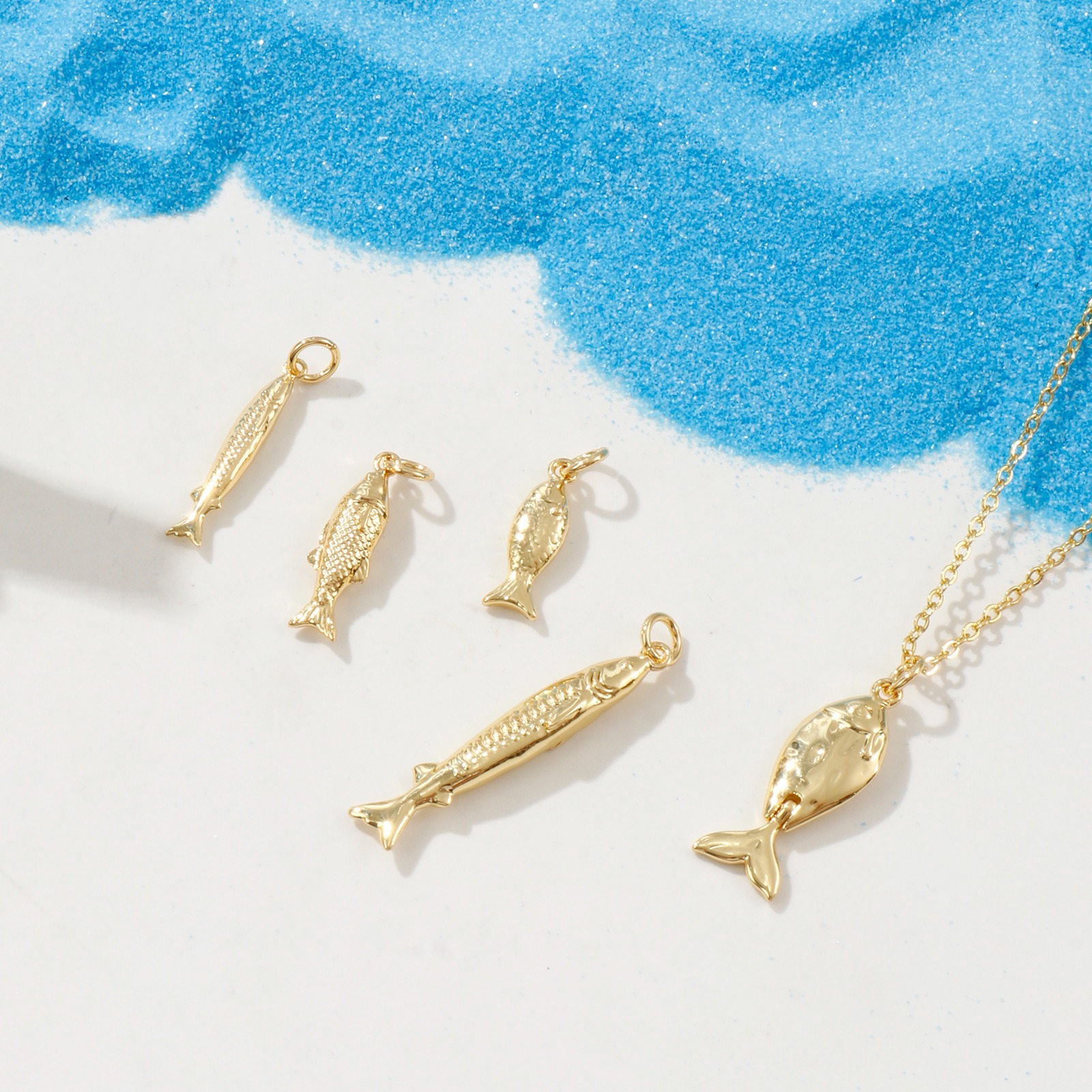 Picture of Eco-friendly Brass Ocean Jewelry Charms 18K Real Gold Plated Fish Animal 3D