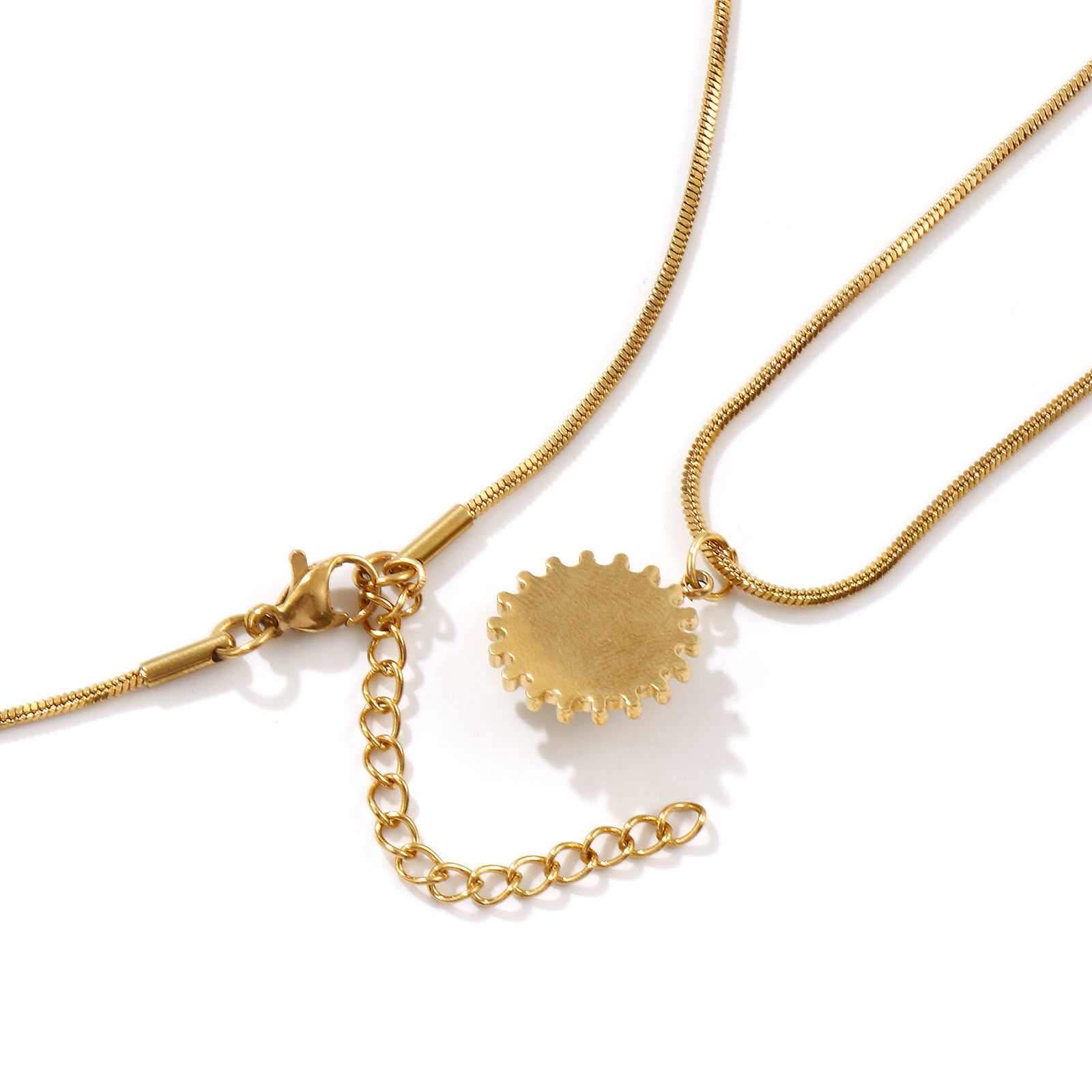 Bild von 18K Echtgold plattiert Quadratische Schlangenkette Anhänger Halskette, 304 Edelstahl 45cm + 5cm, Für Frauen, Cyan Mit Harz Imitat Howlith Cabochons, Böhmischer Stil Ethnischer Stil Geschenk, Umweltfreundliche PVD-Vakuumbeschichtung