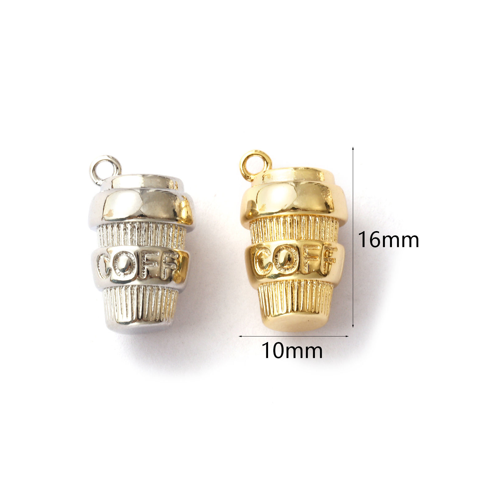 Imagen de 2 Unidades Latón Colgantes Multicolor Taza 3D 16mm x 10mm