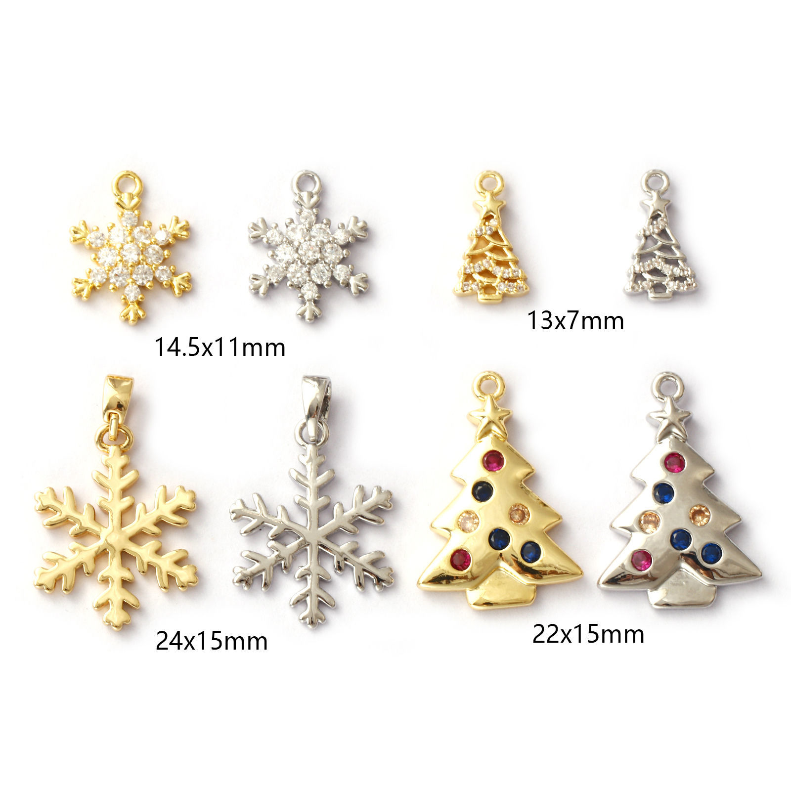 Picture of Brass & Cubic Zirconia Christmas Charms Multicolor