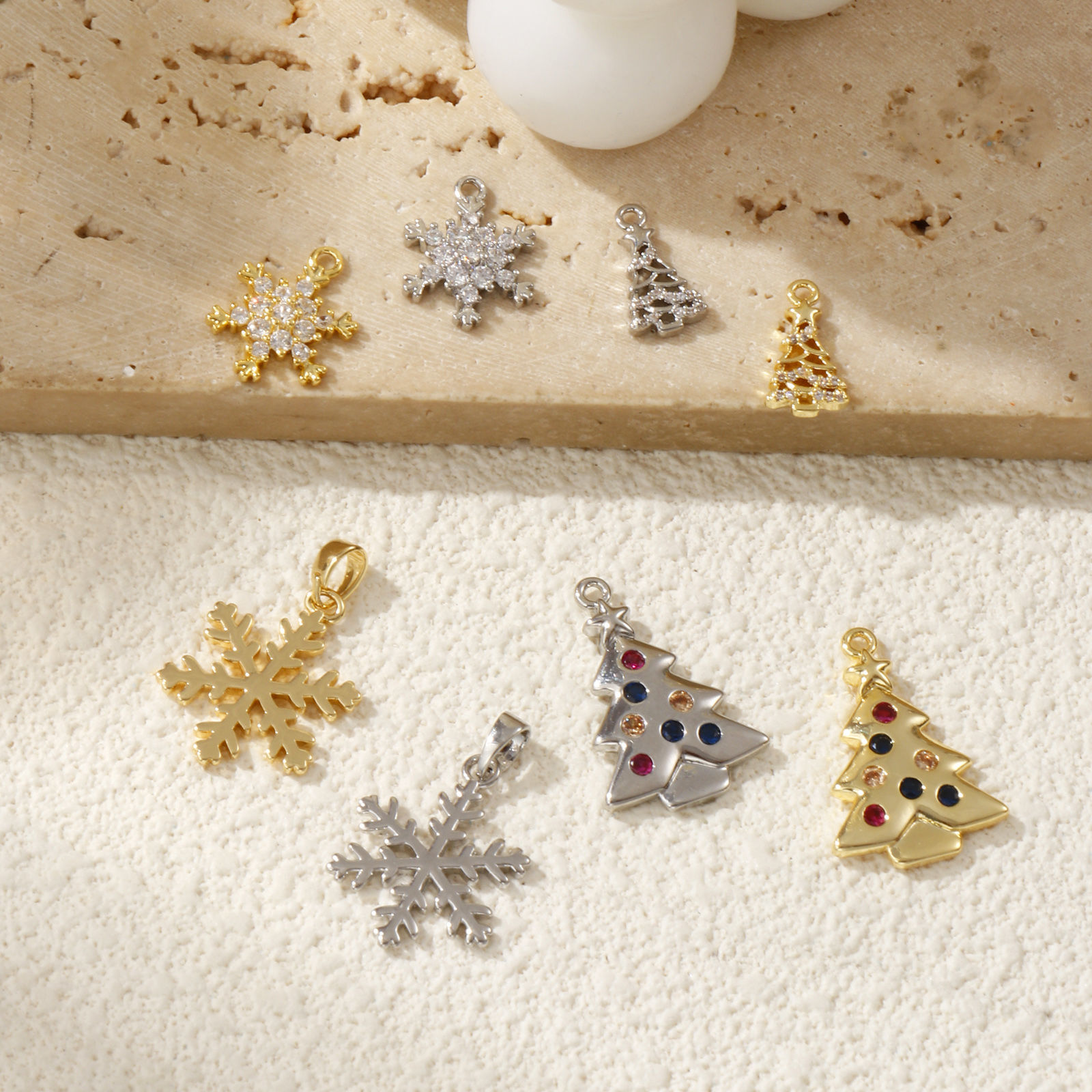 Picture of Brass & Cubic Zirconia Christmas Charms Multicolor