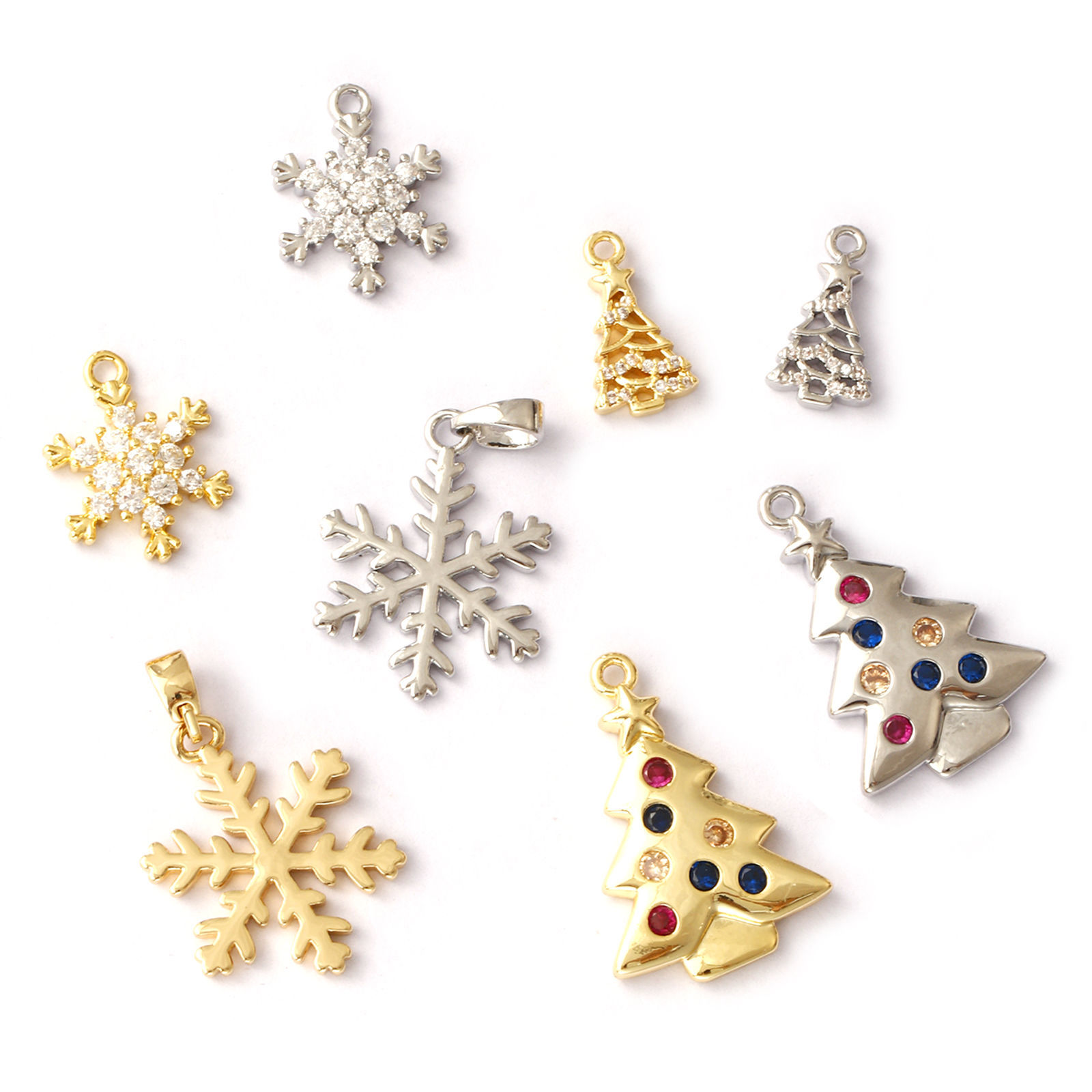 Picture of Brass & Cubic Zirconia Christmas Charms Multicolor