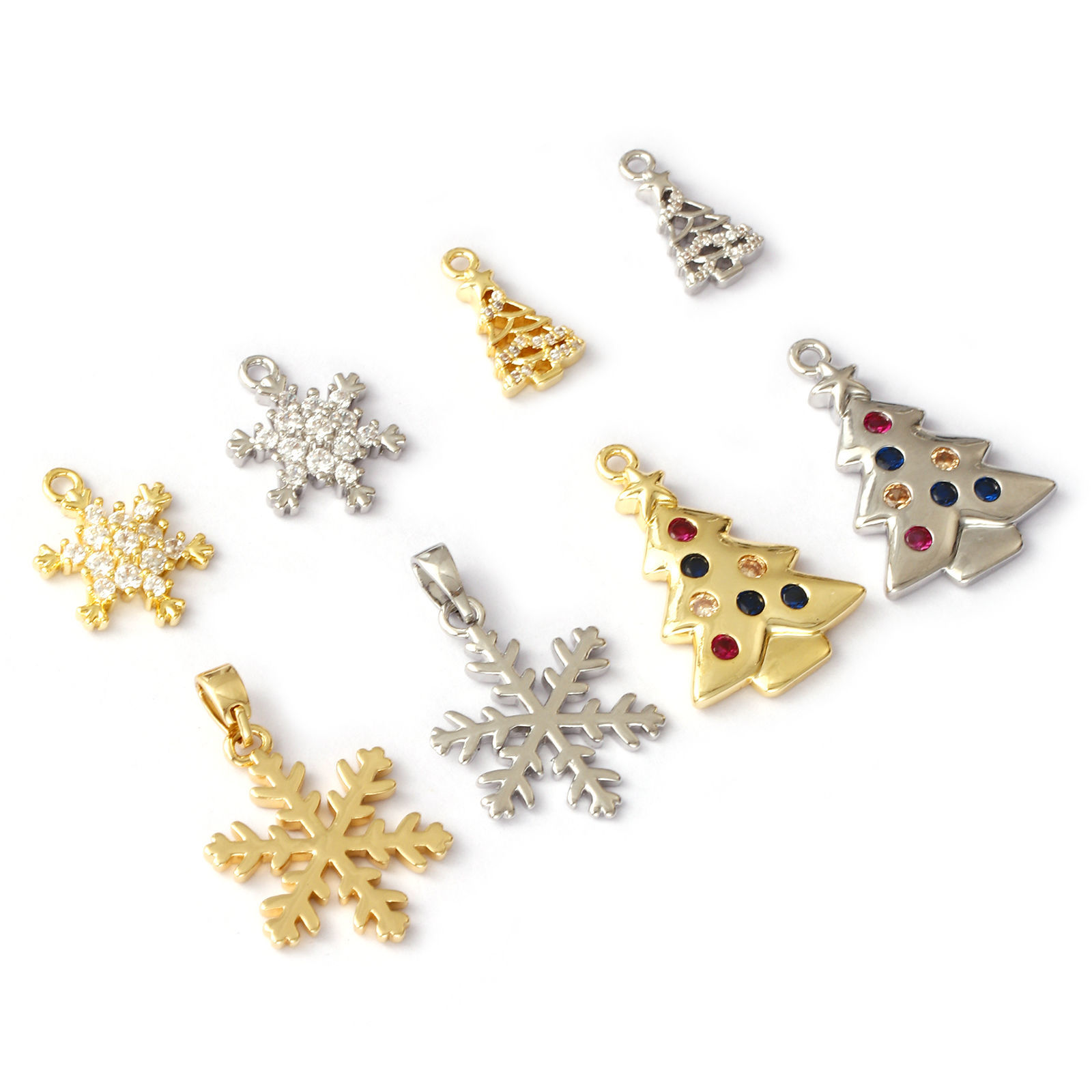 Picture of Brass & Cubic Zirconia Christmas Charms Multicolor