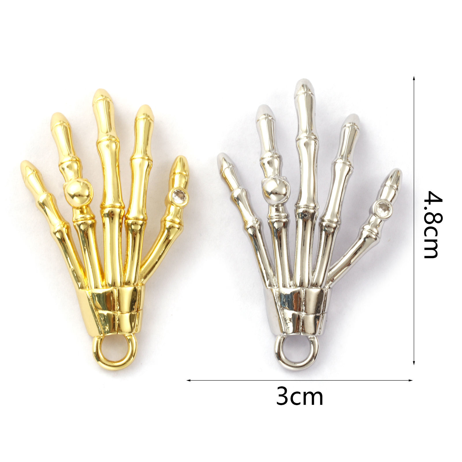 Picture of Brass Halloween Pendants Multicolor Skeleton Hand 3D 4.8cm x 3cm