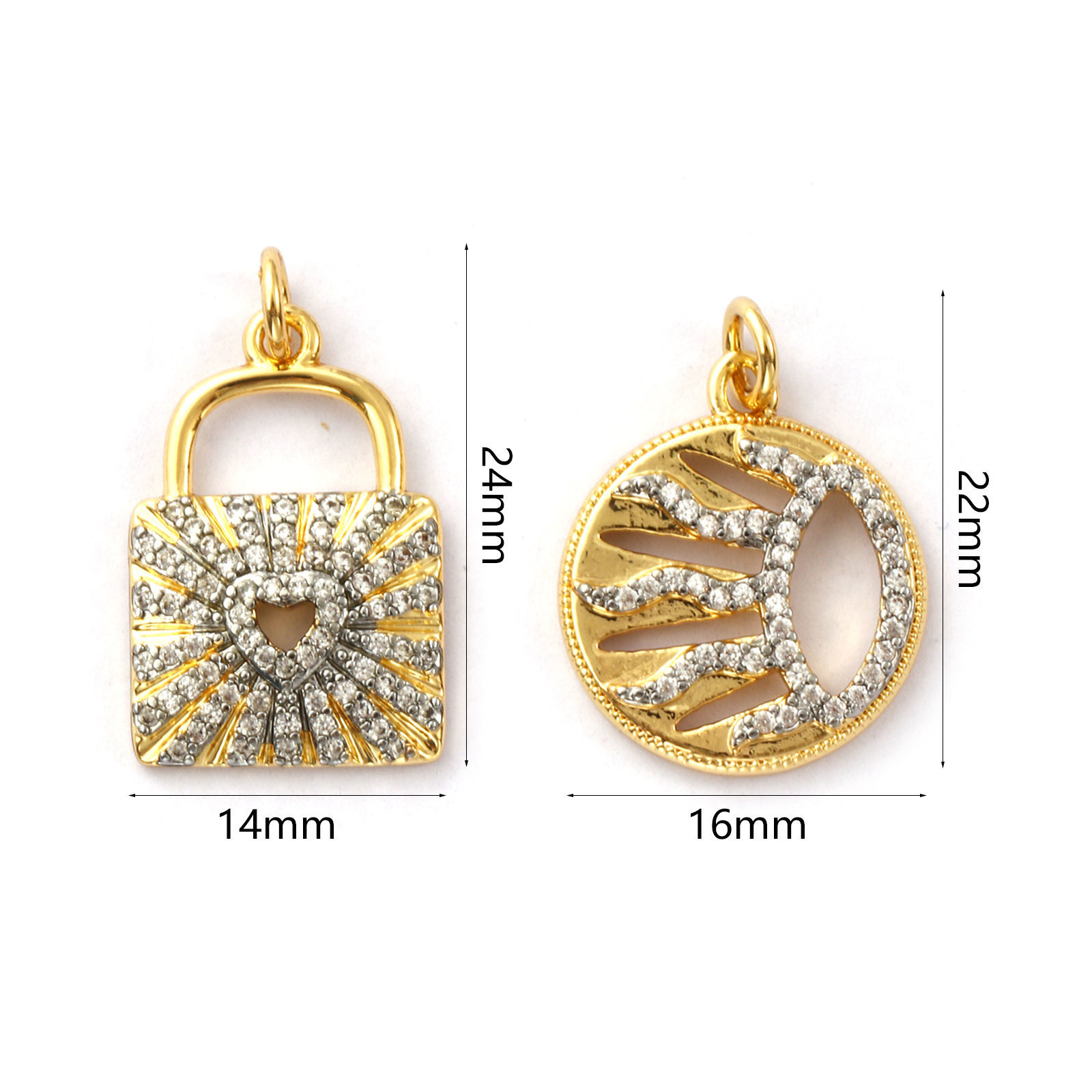 Image de 1 Pièce Pendentifs Galaxie en Laiton Plaqué Or 18K & Plaqué Platine Deux Couleurs à Zircone Cubique Clair