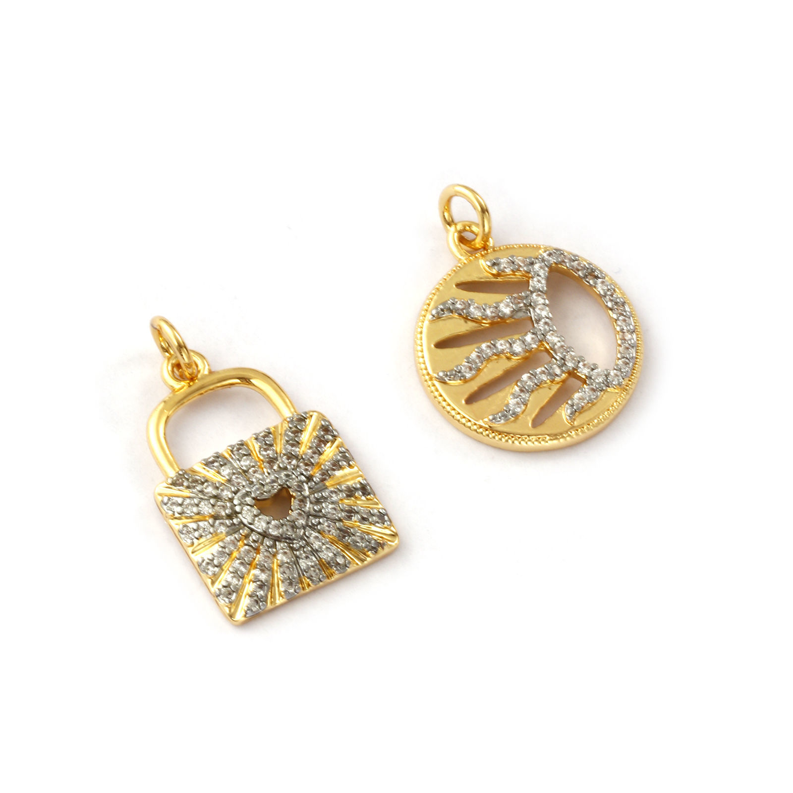 Image de 1 Pièce Pendentifs Galaxie en Laiton Plaqué Or 18K & Plaqué Platine Deux Couleurs à Zircone Cubique Clair
