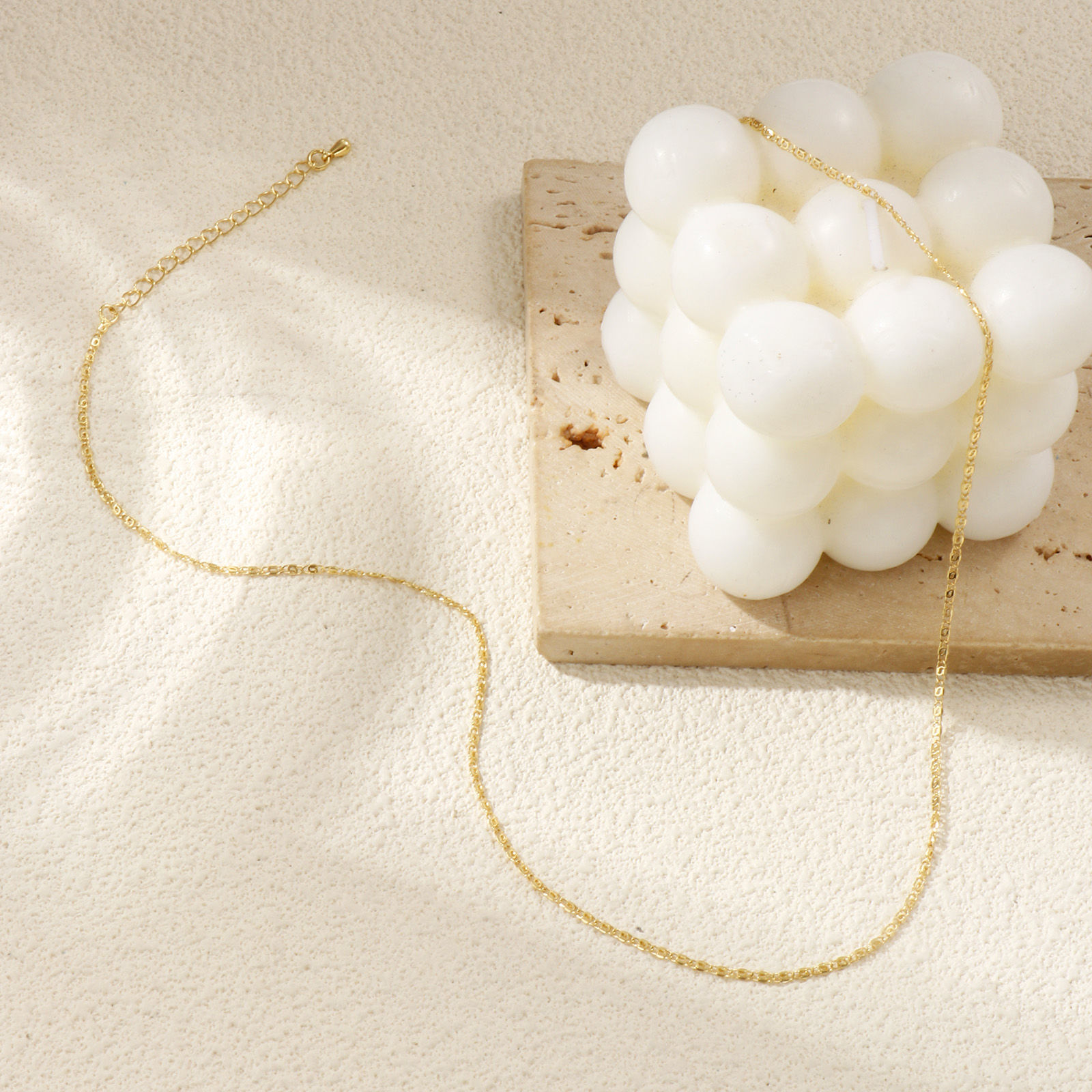 Picture of Real Gold Plated Scroll Chain Necklace, Brass 40cm(15.7") + 5cm(2"), For Women, Minimalist Exquisite Gift, Eco-friendly