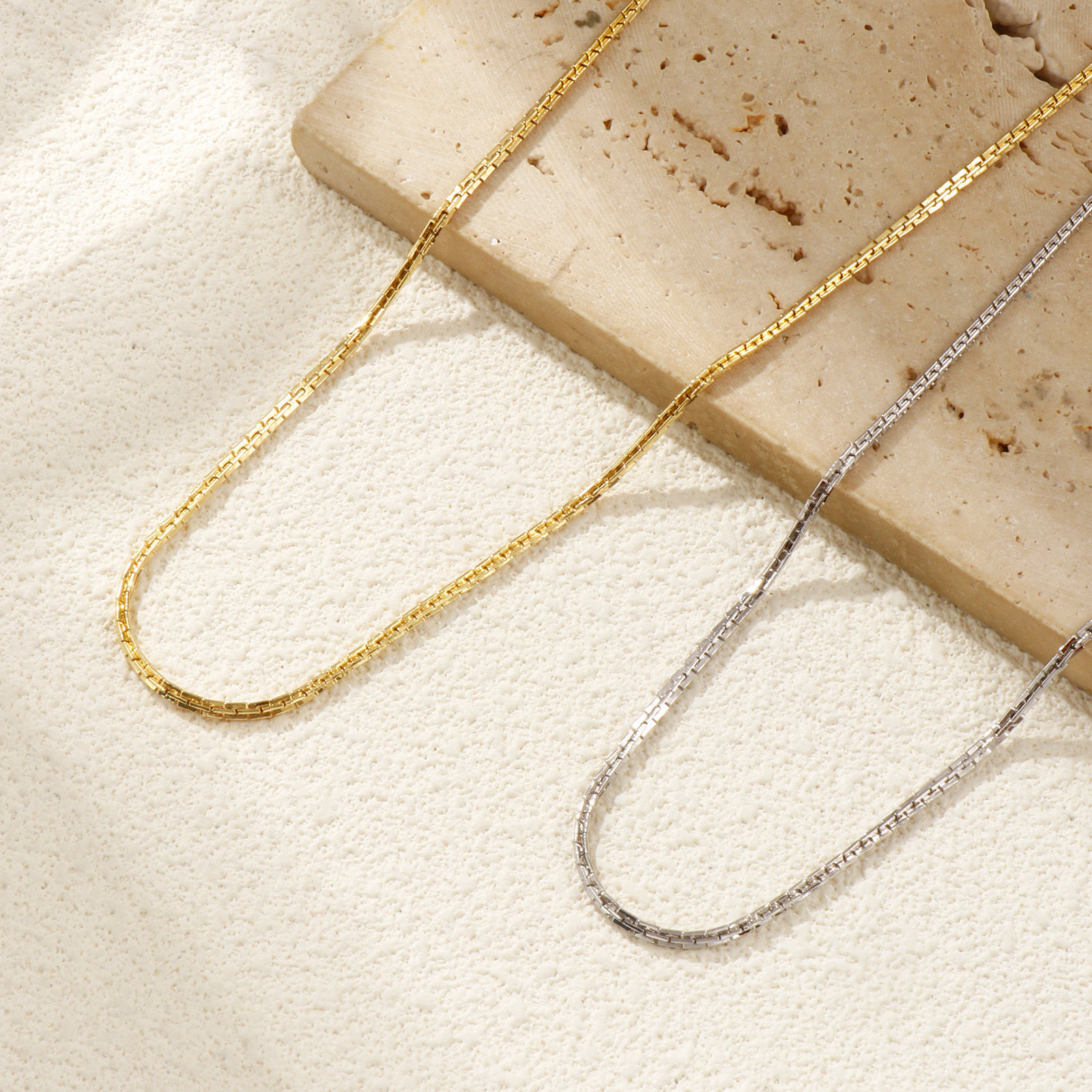 Image de 1 Pièce Colliers Plaqué Or Véritable en Laiton Pour Femmes, Chaînes 40cm + 5cm, Exquis Minimaliste Cadeau, Respectueux de la Nature