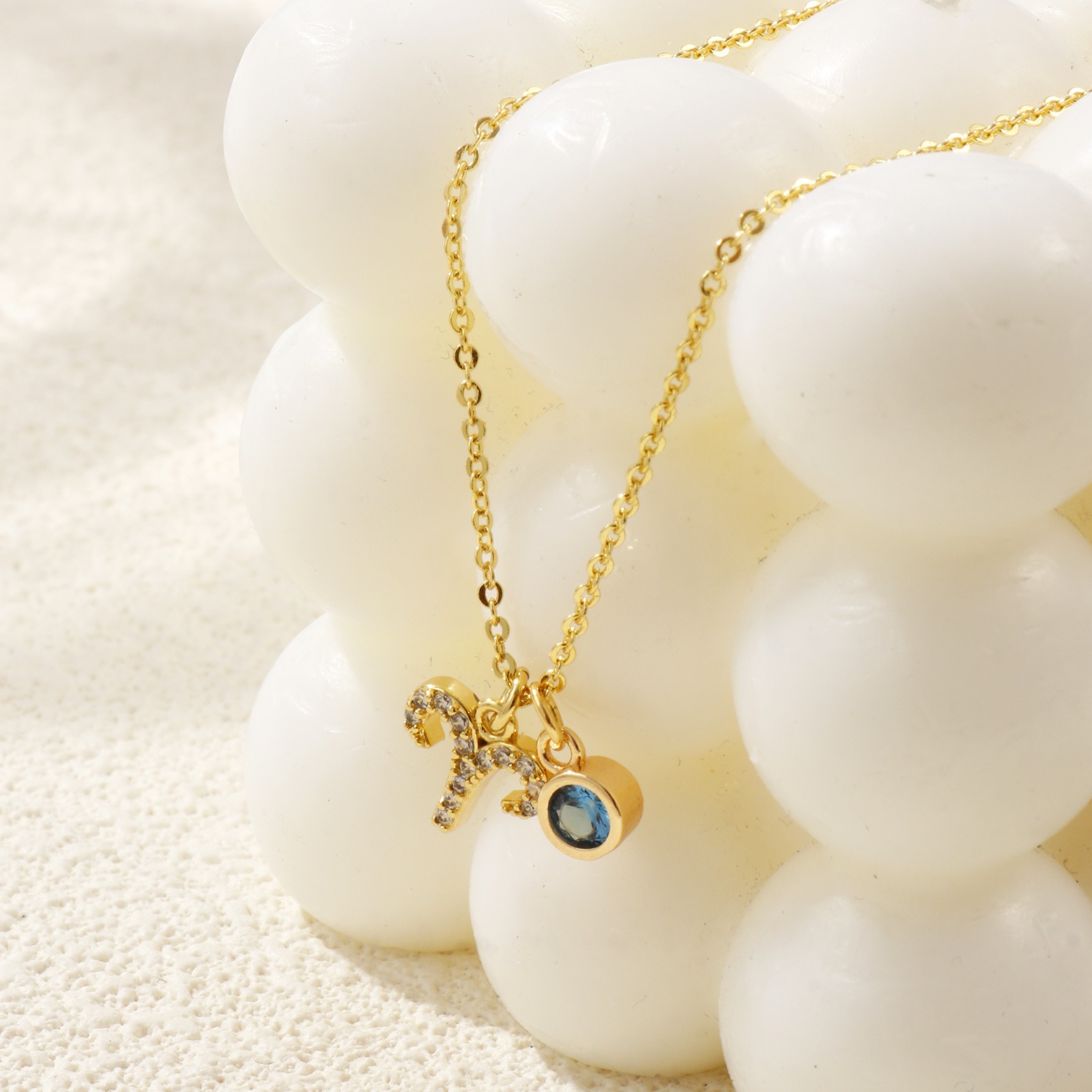 Bild von 18K Echtgold plattiert Kreuz Gliederketten Sternbild Anhänger Halskette, Messing 45cm + 5cm, Für Frauen, Bunt Zirkonia Micro Pave, Monatsstein Exquisit Geschenk, Umweltfreundlich