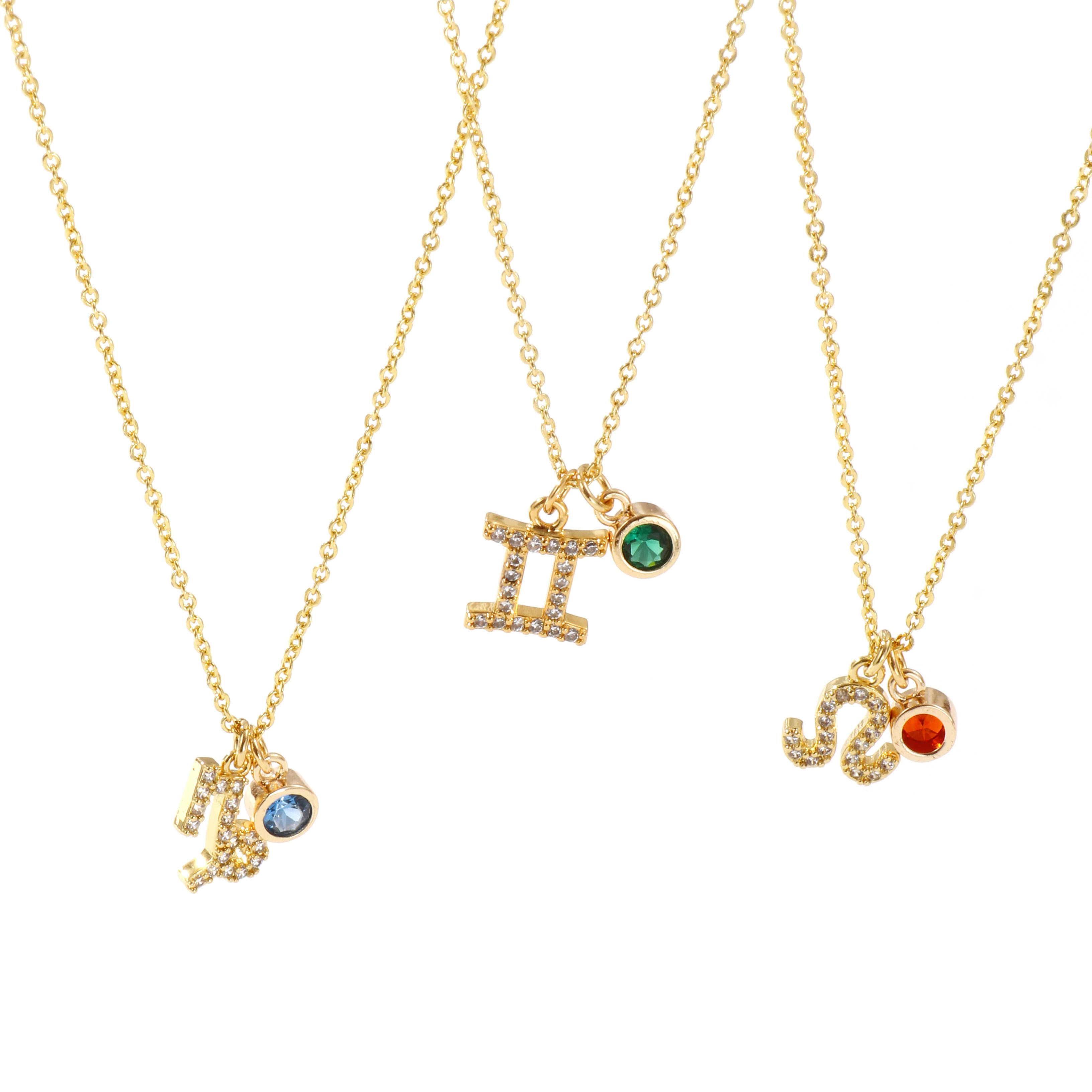 Bild von 18K Echtgold plattiert Kreuz Gliederketten Sternbild Anhänger Halskette, Messing 45cm + 5cm, Für Frauen, Bunt Zirkonia Micro Pave, Monatsstein Exquisit Geschenk, Umweltfreundlich