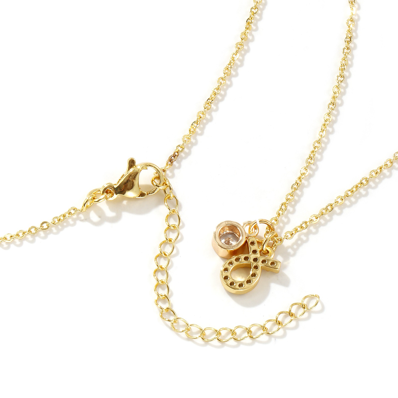 Bild von 18K Echtgold plattiert Kreuz Gliederketten Sternbild Anhänger Halskette, Messing 45cm + 5cm, Für Frauen, Bunt Zirkonia Micro Pave, Monatsstein Exquisit Geschenk, Umweltfreundlich